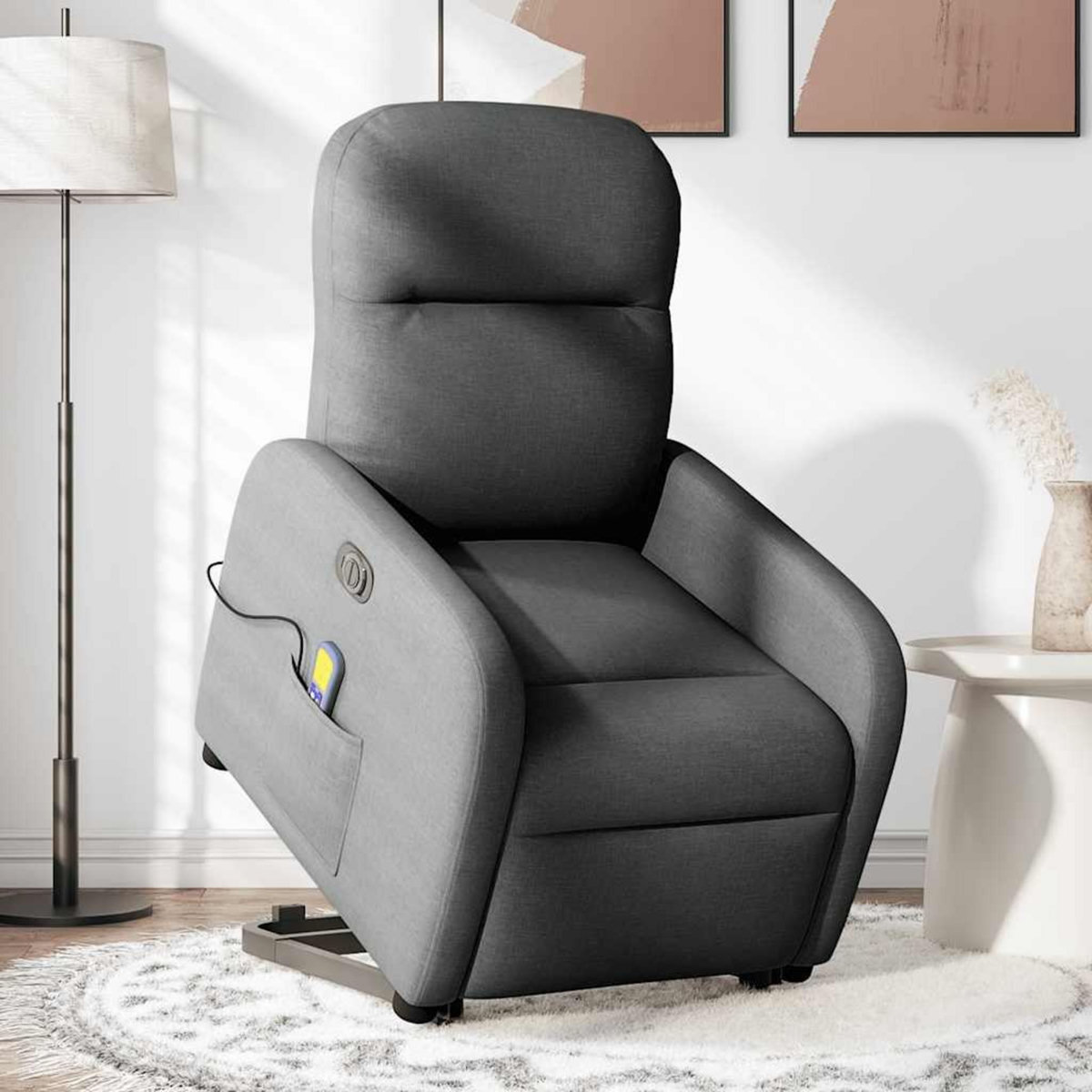 VIDAXL Fauteuil inclinable de massage electrique Gris fonce Tissu