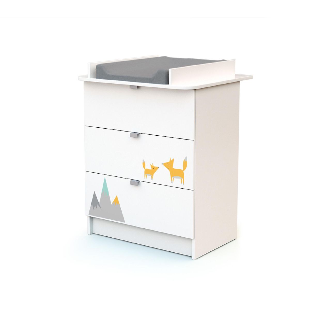WEBABY Chambre bébé lit et commode à langer en bois ALBA