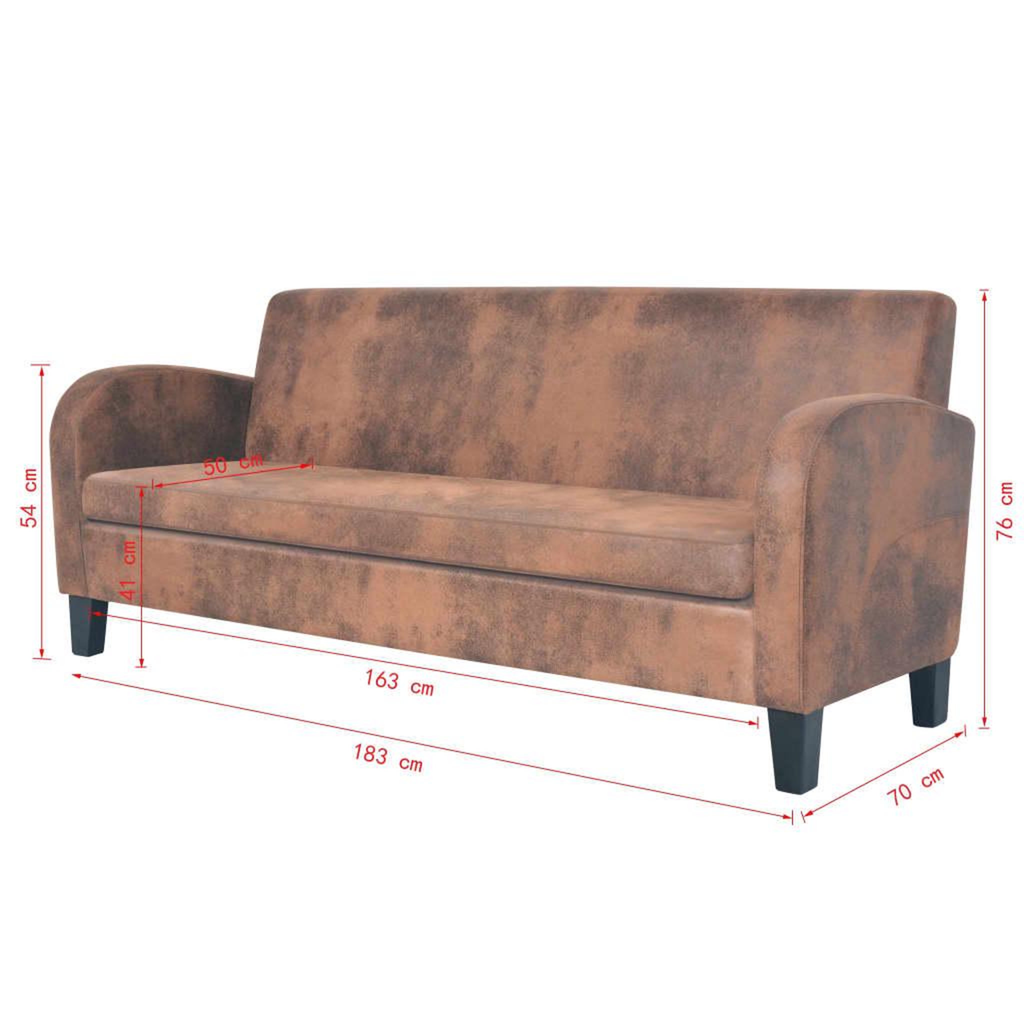 Voir la diapositive 6 : VIDAXL Canape a 3 places Daim synthetique Marron