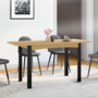 Voir la diapositive 2 : ID MARKET Table à manger extensible rectangle JUNE 4-8 personnes bois et noir 120-160 cm