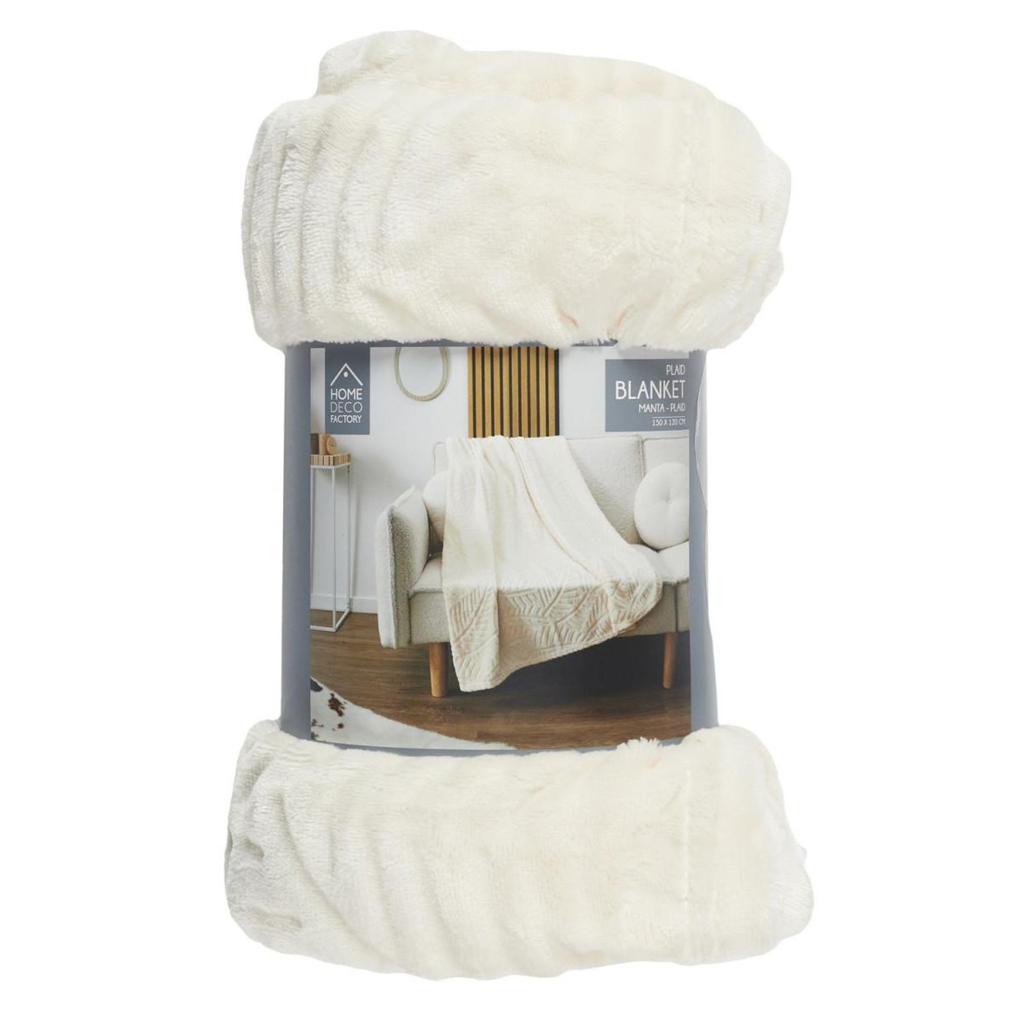 Voir la diapositive 3 : The Home Deco Factory Plaid flanelle embosse  roméo  120x150cm crème