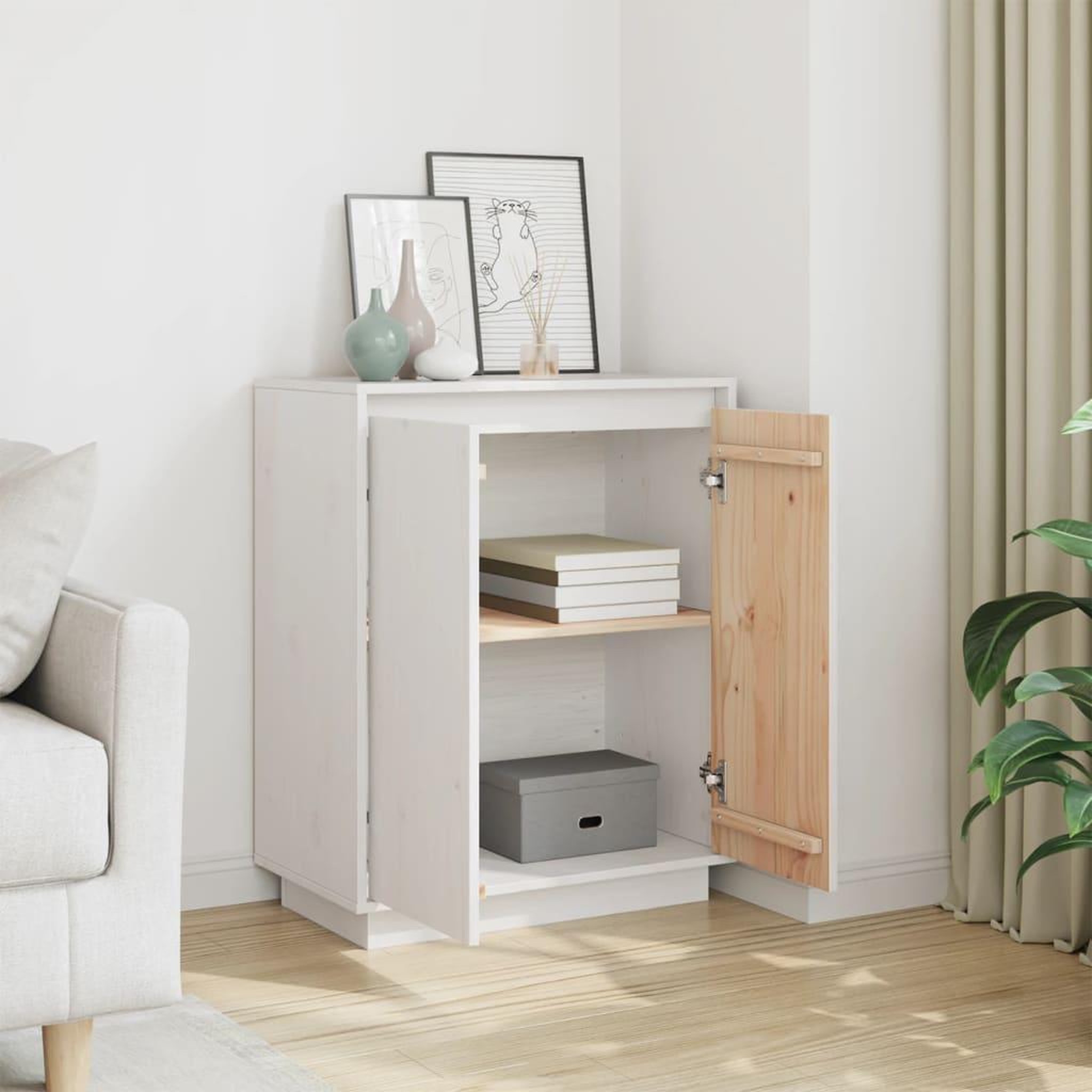 Voir la diapositive 3 : VIDAXL Buffet Blanc 60x34x75 cm Bois massif de pin