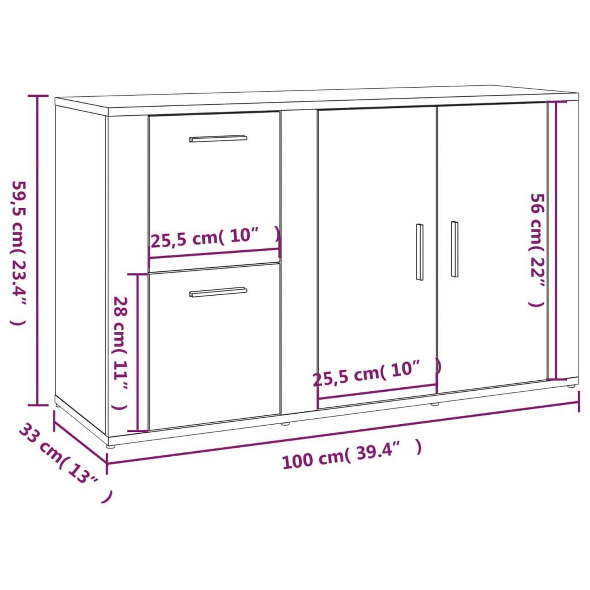 Voir la diapositive 6 : VIDAXL Buffet Gris beton 100x33x59,5 cm Bois d'ingenierie