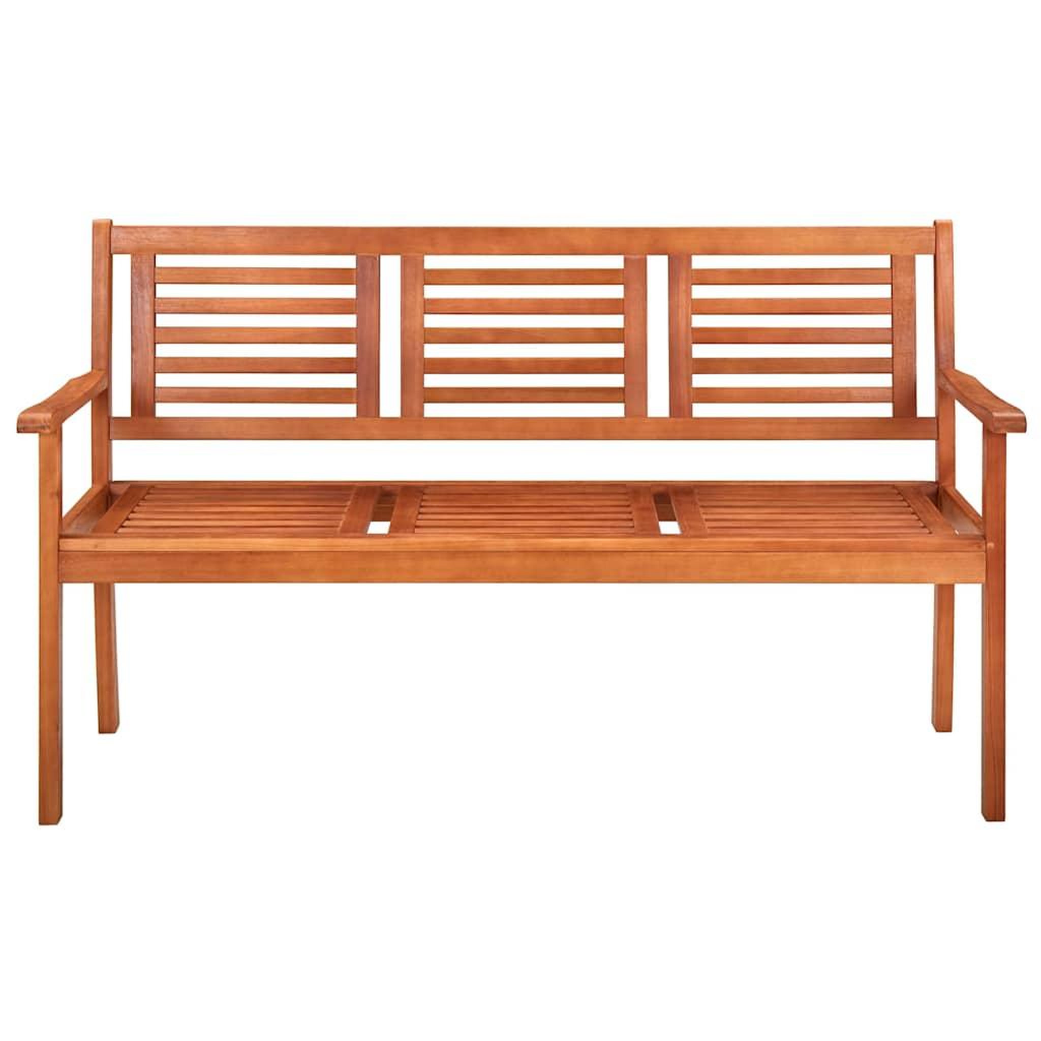 Voir la diapositive 2 : VIDAXL Banc de jardin 3 places avec coussin 150 cm Bois d'eucalyptus