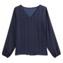 IN EXTENSO Blouse manches longues col v bleu marine femme