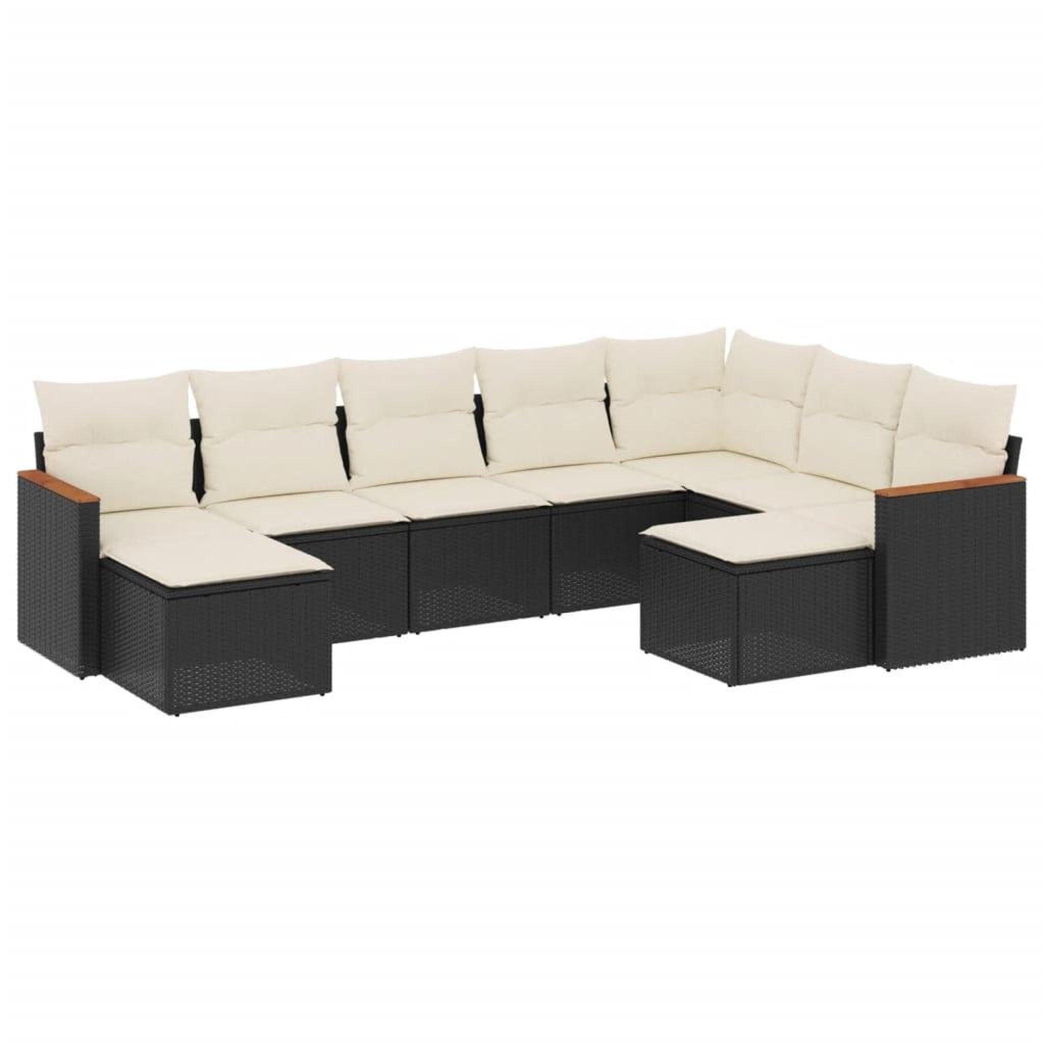 Voir la diapositive 2 : VIDAXL Salon de jardin 9 pcs avec coussins noir resine tressee