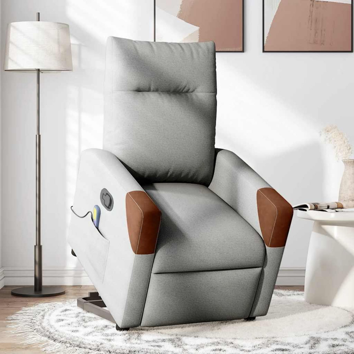 VIDAXL Fauteuil de massage inclinable gris nuage tissu