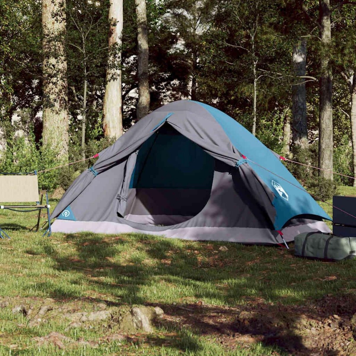 VIDAXL Tente de camping a dome 4 personnes bleu impermeable