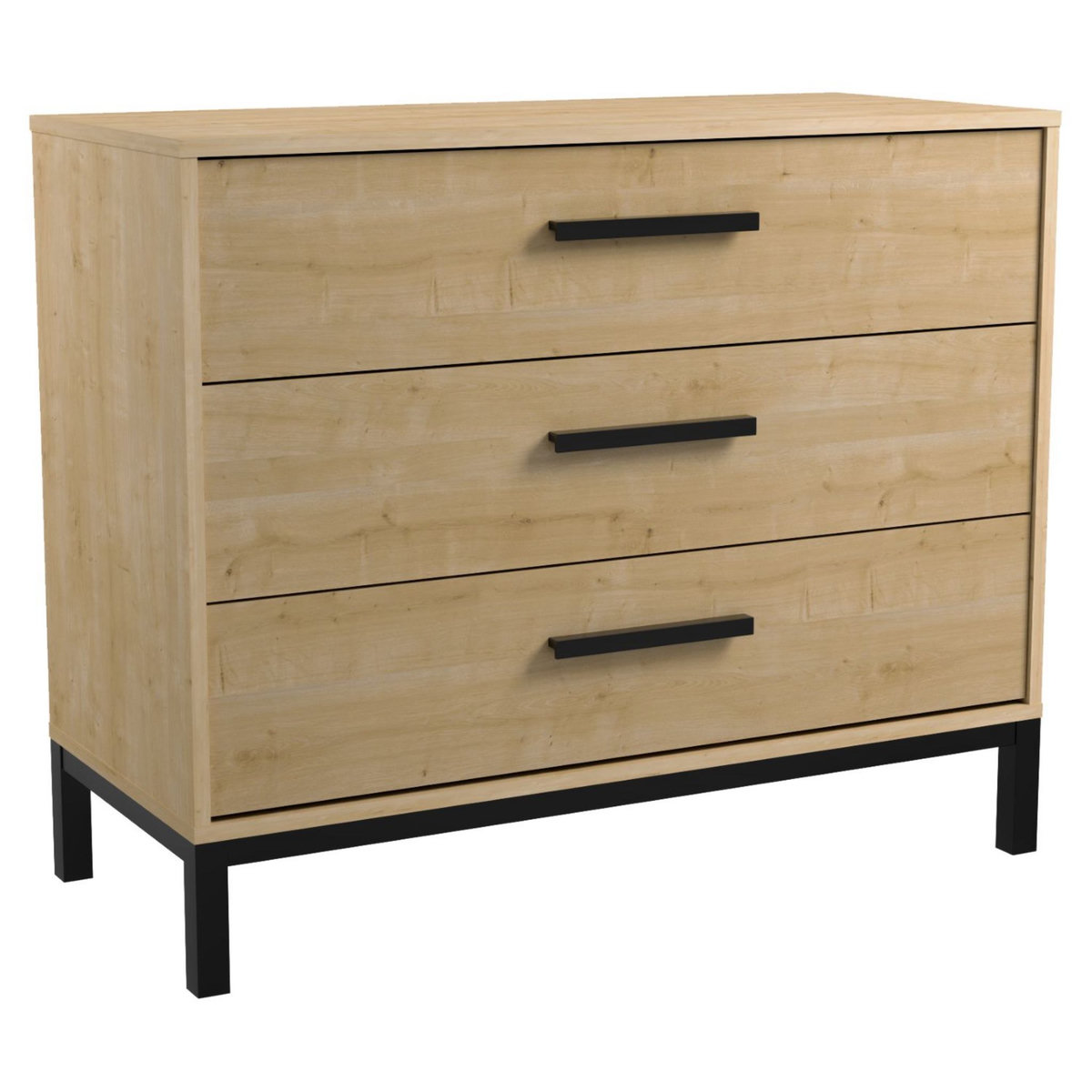 Commode 3 tiroirs esprit industriel L90cm DOWNTOWN