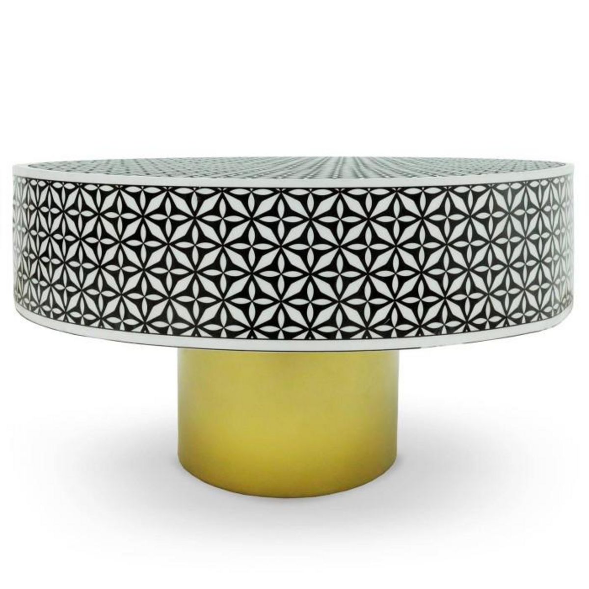 Paris Prix Table Basse Ronde  Arabesque  71cm Noir & Blanc