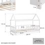 Voir la diapositive 3 : HomeStyle4U Lit D'Enfant 90x200 cm Lit Cabane Montessori avec Barriere