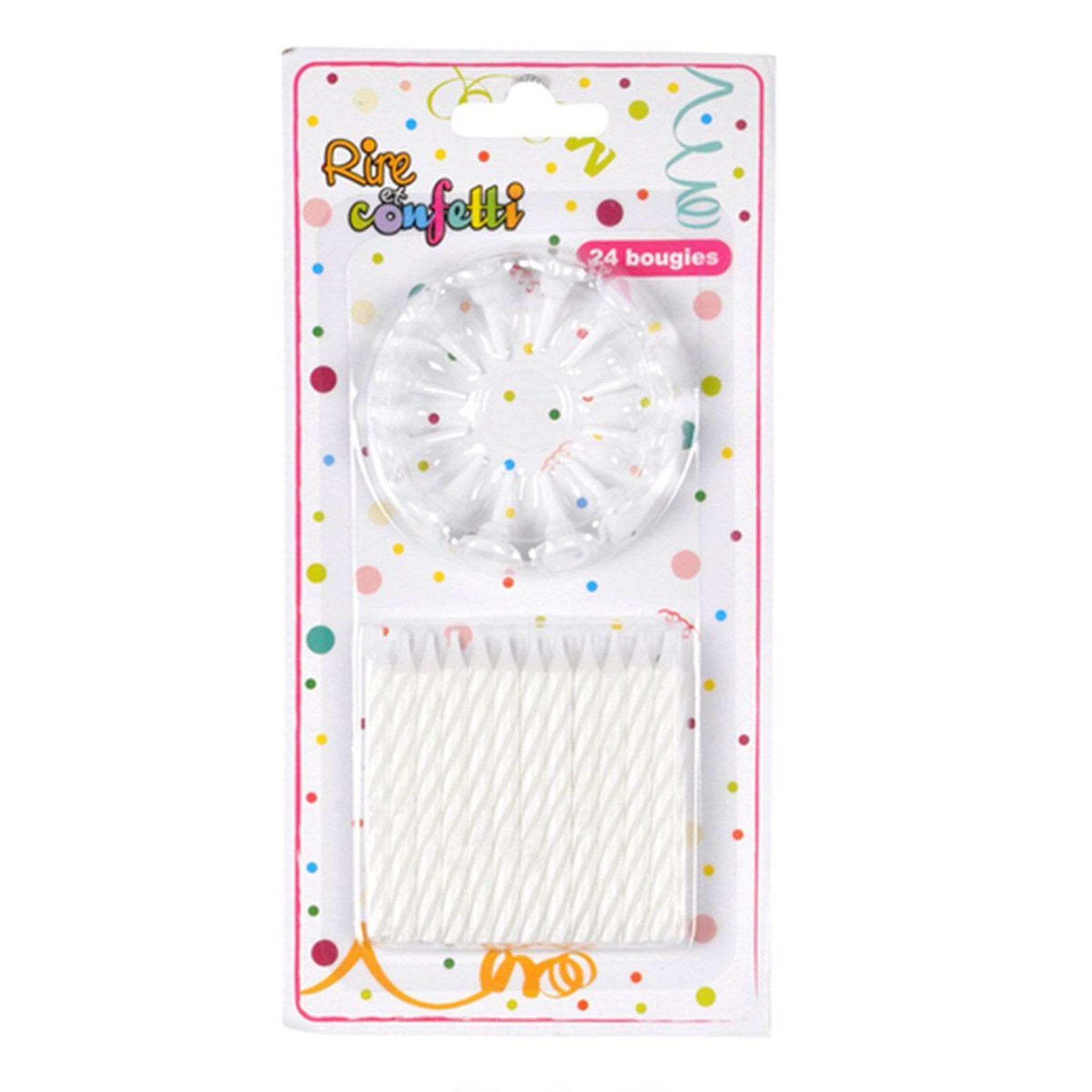 Voir la diapositive 2 : RIRE & CONFETTI Lot de 24 Bougies d'Anniversaire  Support  5cm Blanc