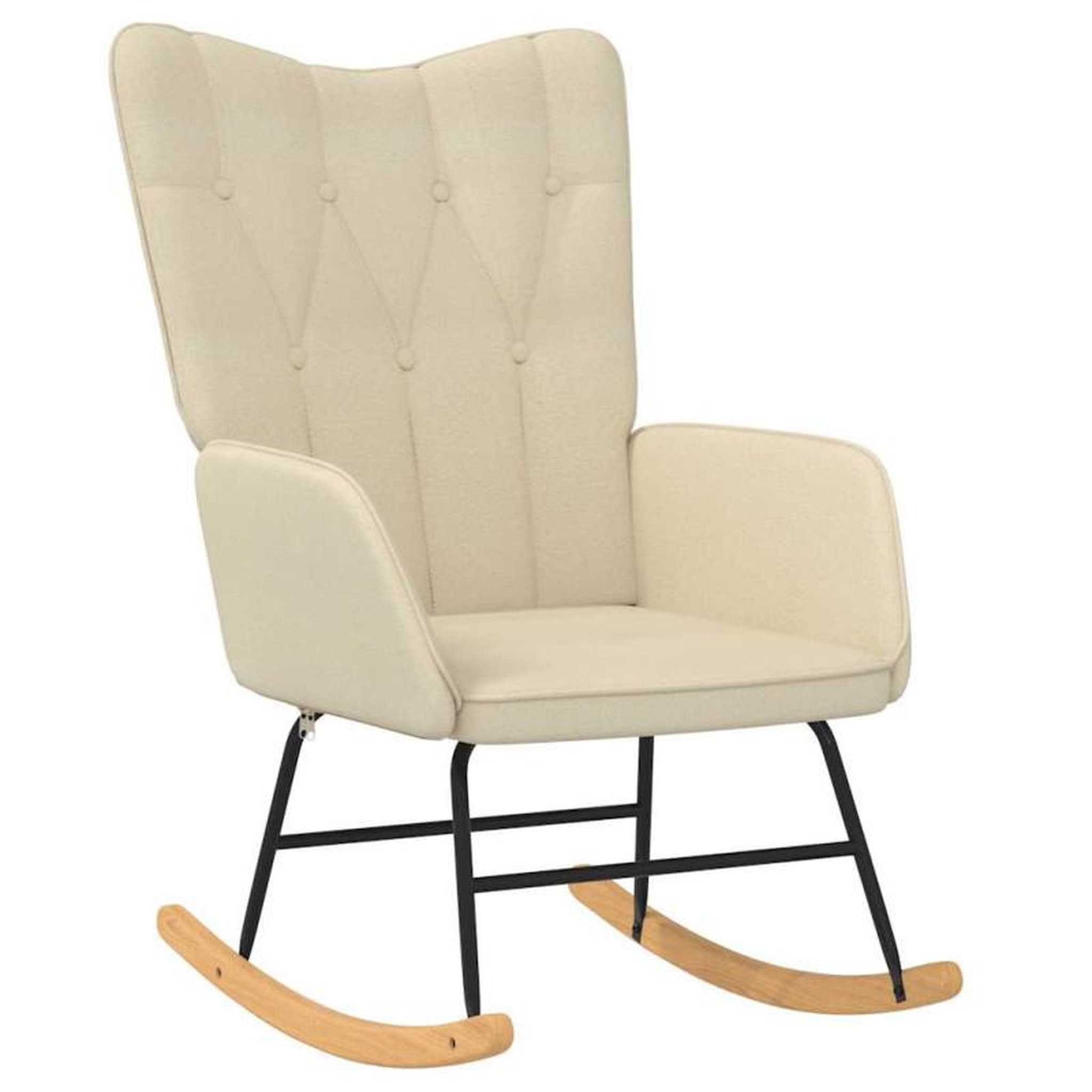 Voir la diapositive 6 : VIDAXL Chaise à bascule avec repose pied Crème Tissu