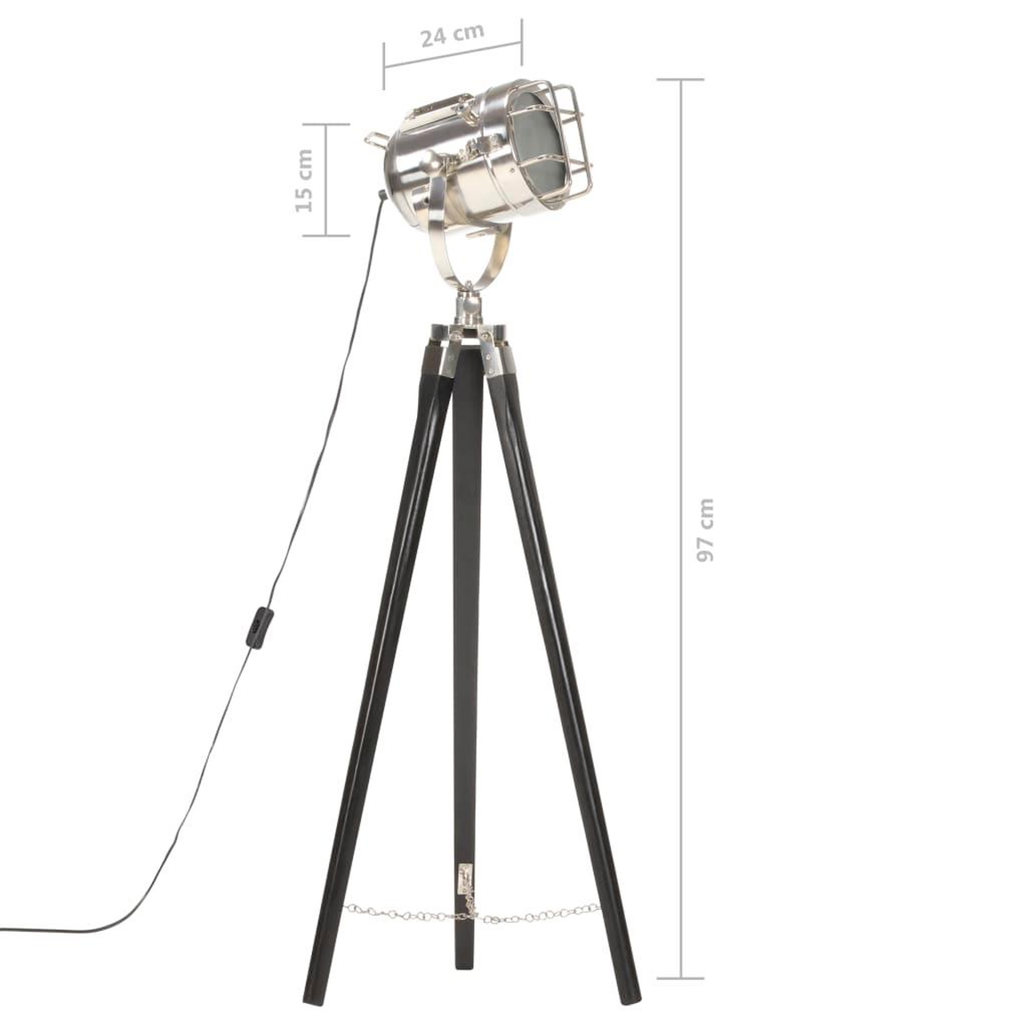 Voir la diapositive 6 : VIDAXL Lampadaire a trepied Noir Bois de manguier massif 97 cm