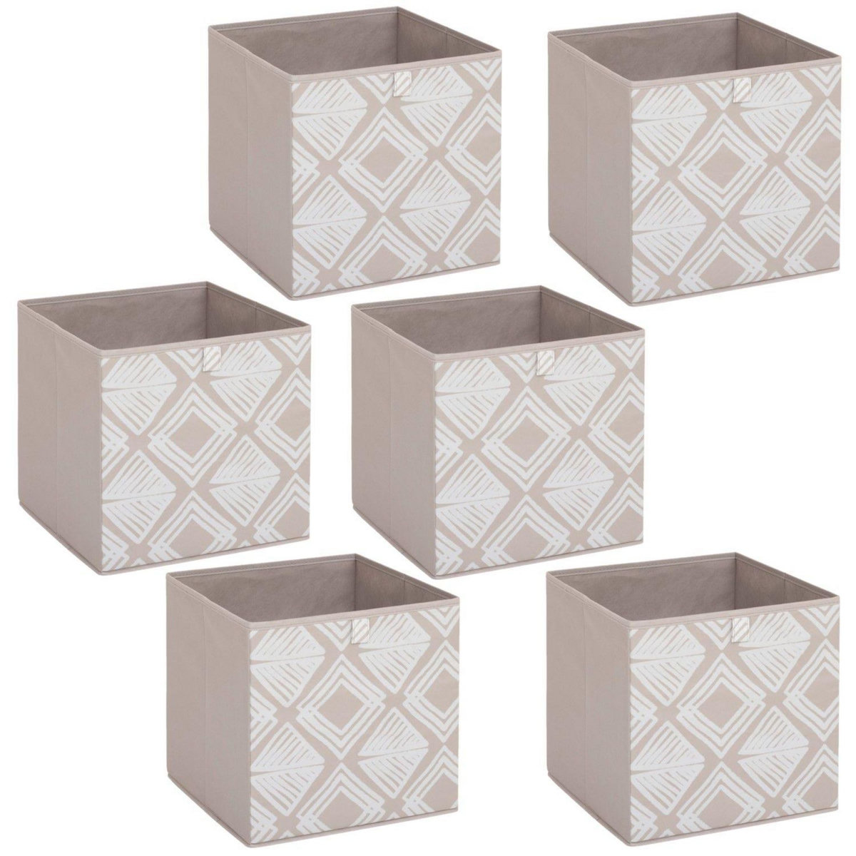 FIVE Lot de 6 boites de rangement BOHEMA - L. 31 x l.31 x H. 31 cm - Beige