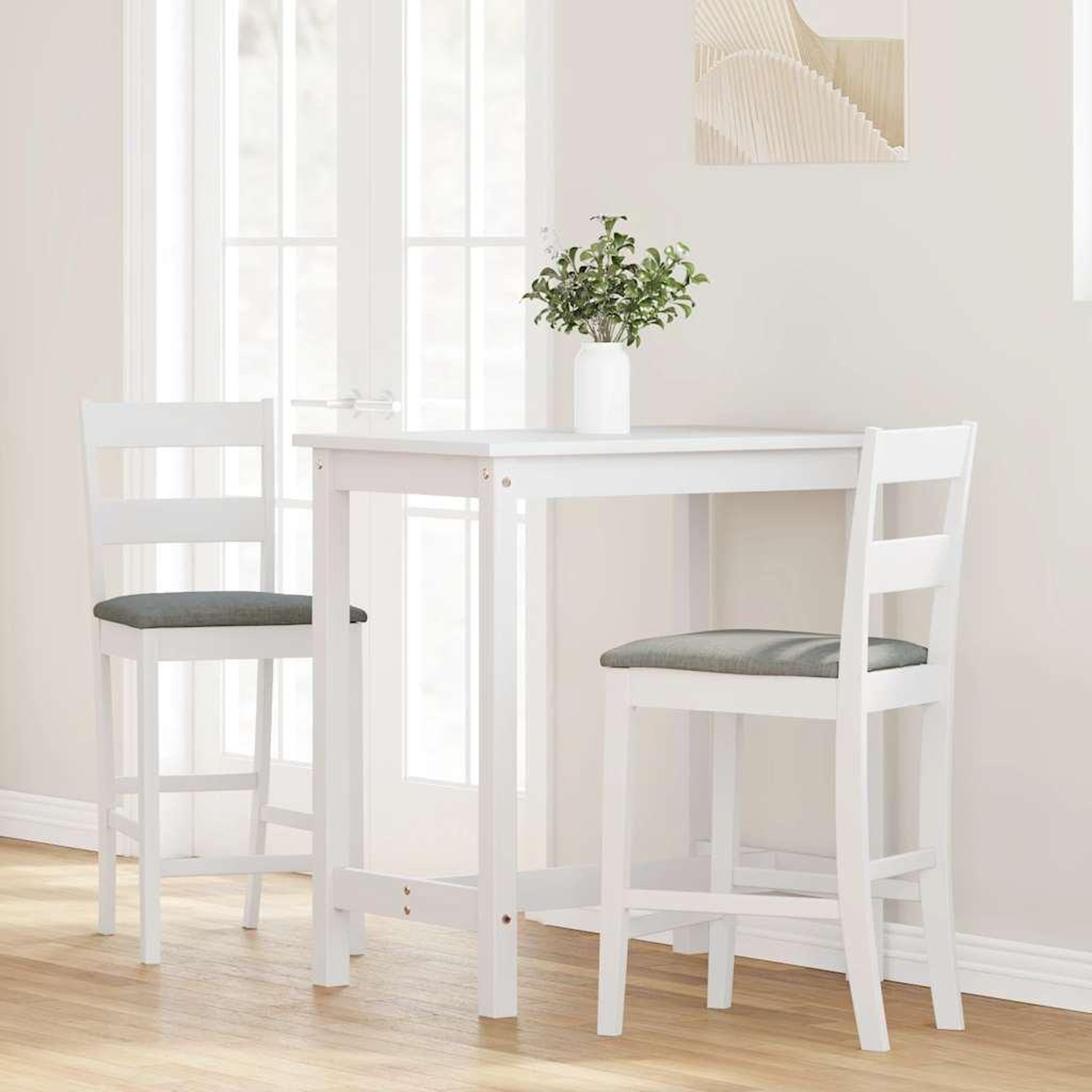 Voir la diapositive 3 : VIDAXL Tabourets de bar avec coussins 2 pcs blanc bois massif d'hevea