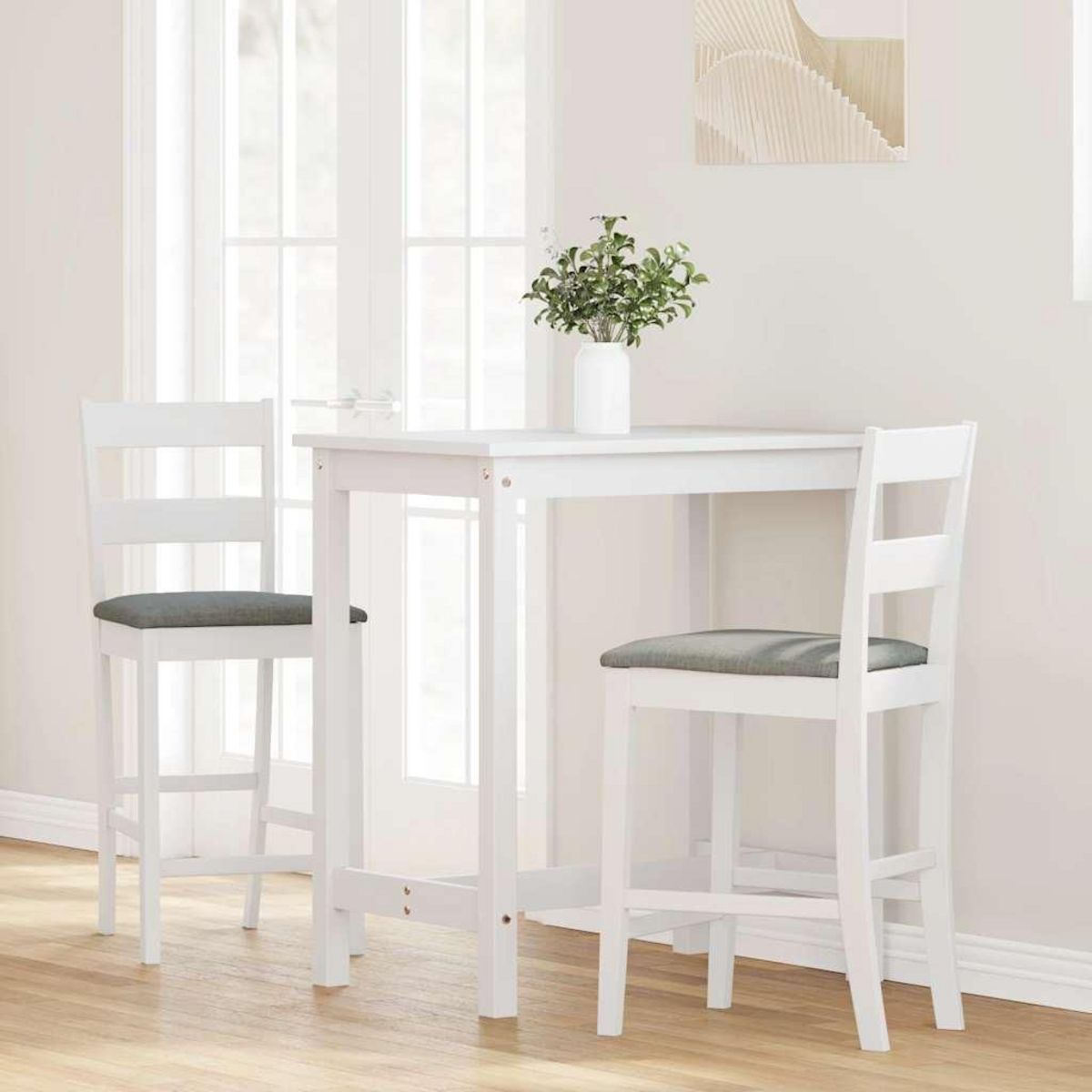 VIDAXL Tabourets de bar avec coussins 2 pcs blanc bois massif d'hevea