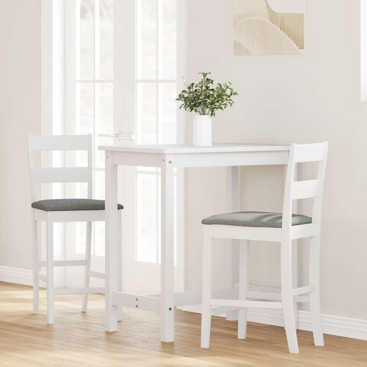 VIDAXL Tabourets de bar avec coussins 2 pcs blanc bois massif d'hevea