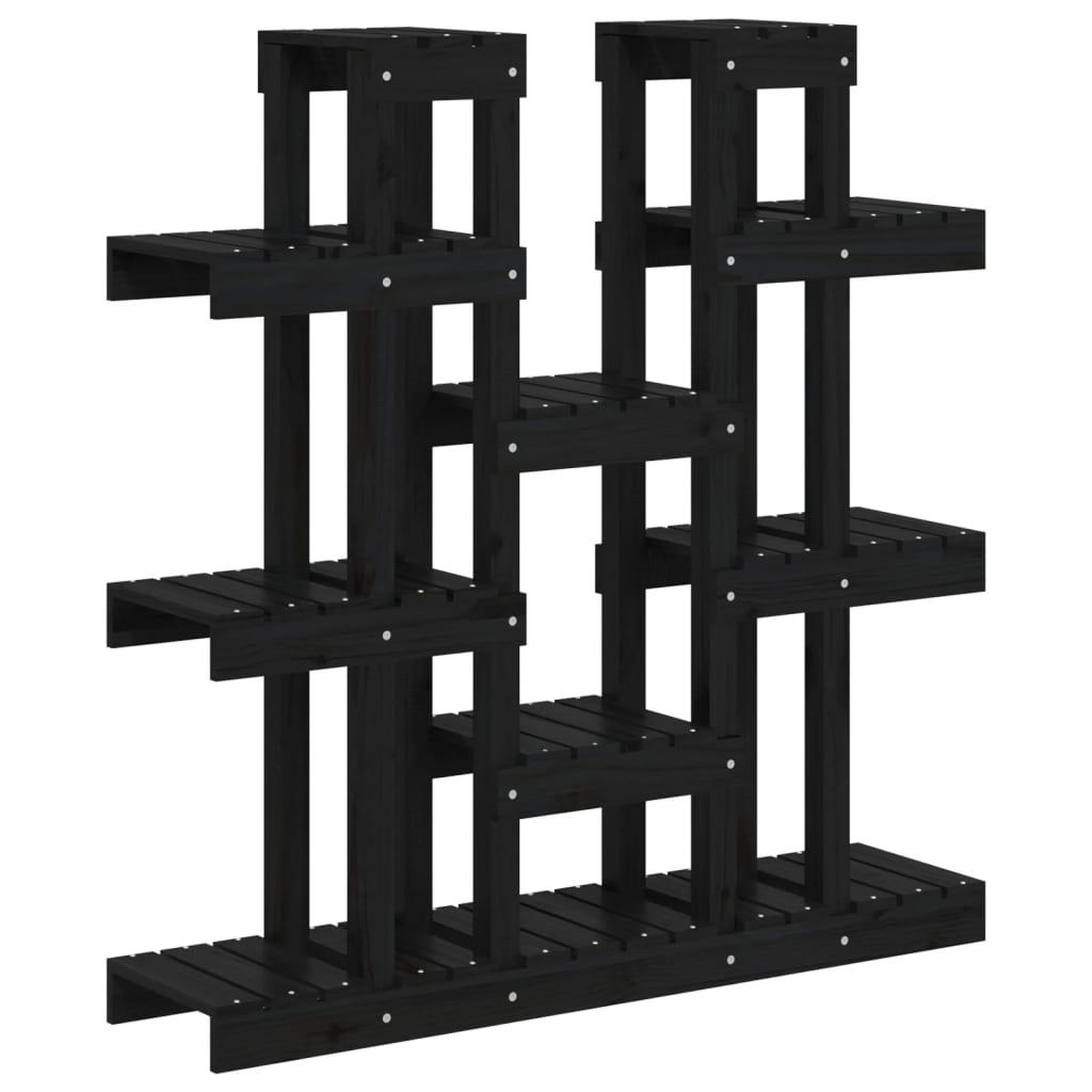 Voir la diapositive 2 : VIDAXL Support a plantes Noir 104,5x25x109,5 cm Bois massif de pin