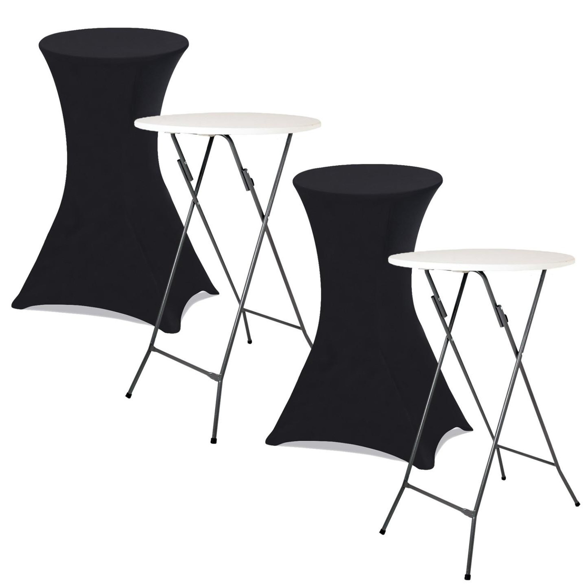 Voir la diapositive 3 : ID MARKET Lot de 2 housses noires pour table haute pliante 105 cm