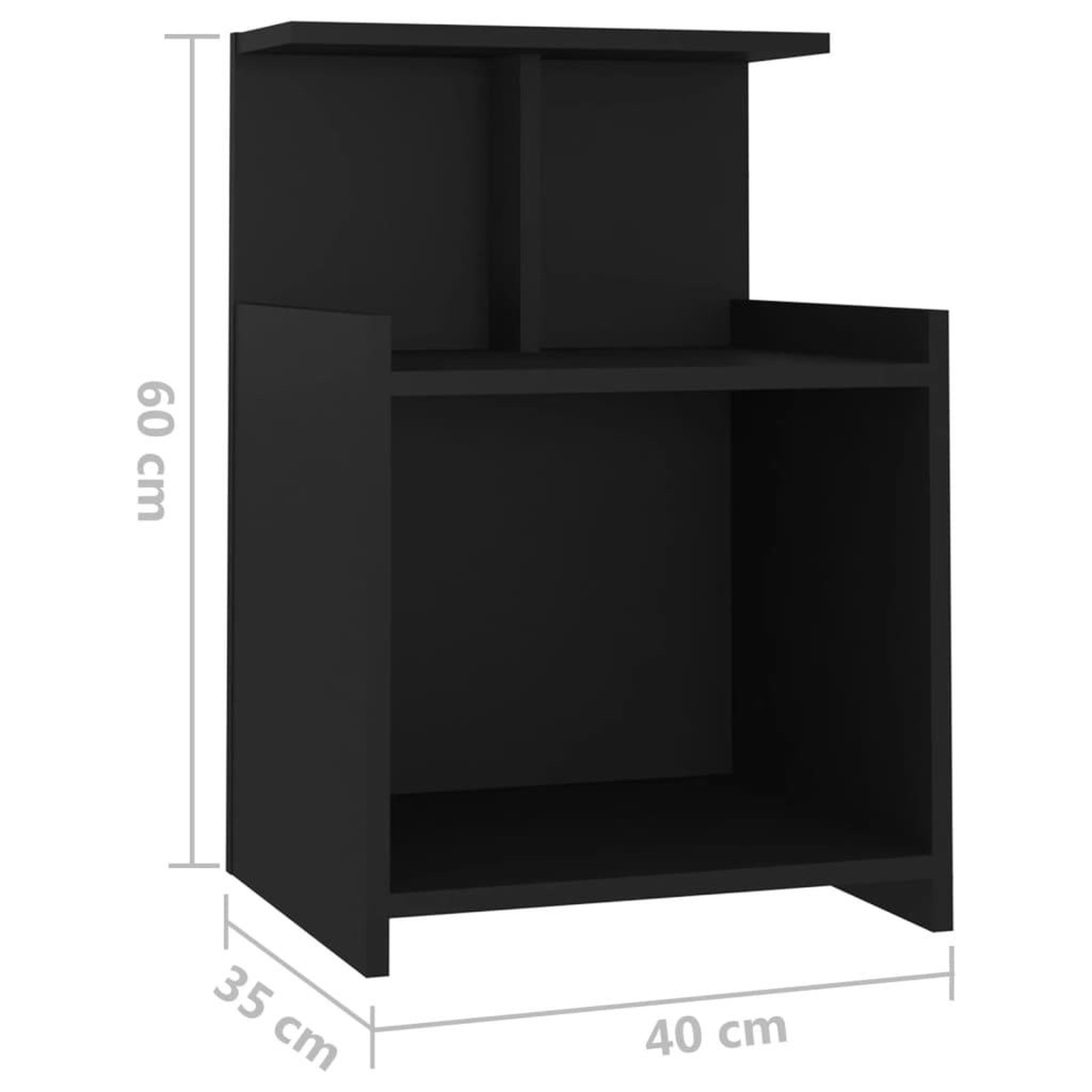 Voir la diapositive 6 : VIDAXL Table de chevet Noir 40x35x60 cm Agglomere