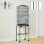 Voir la diapositive 3 : PAWHUT Cage à oiseaux sur pied volière mobile toit ouvrant 3 perchoirs étagère 46 x 36 x 157 cm