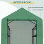 Voir la diapositive 5 : OUTSUNNY Serre de jardin 6 étagères dim. 244L x 180l x 210H cm porte enroulable acier noir bâche PE vert