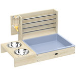 PAWHUT Station mangeoire 3 en 1 pour lapins et cochon d'Inde - râtelier à foin - bois naturel