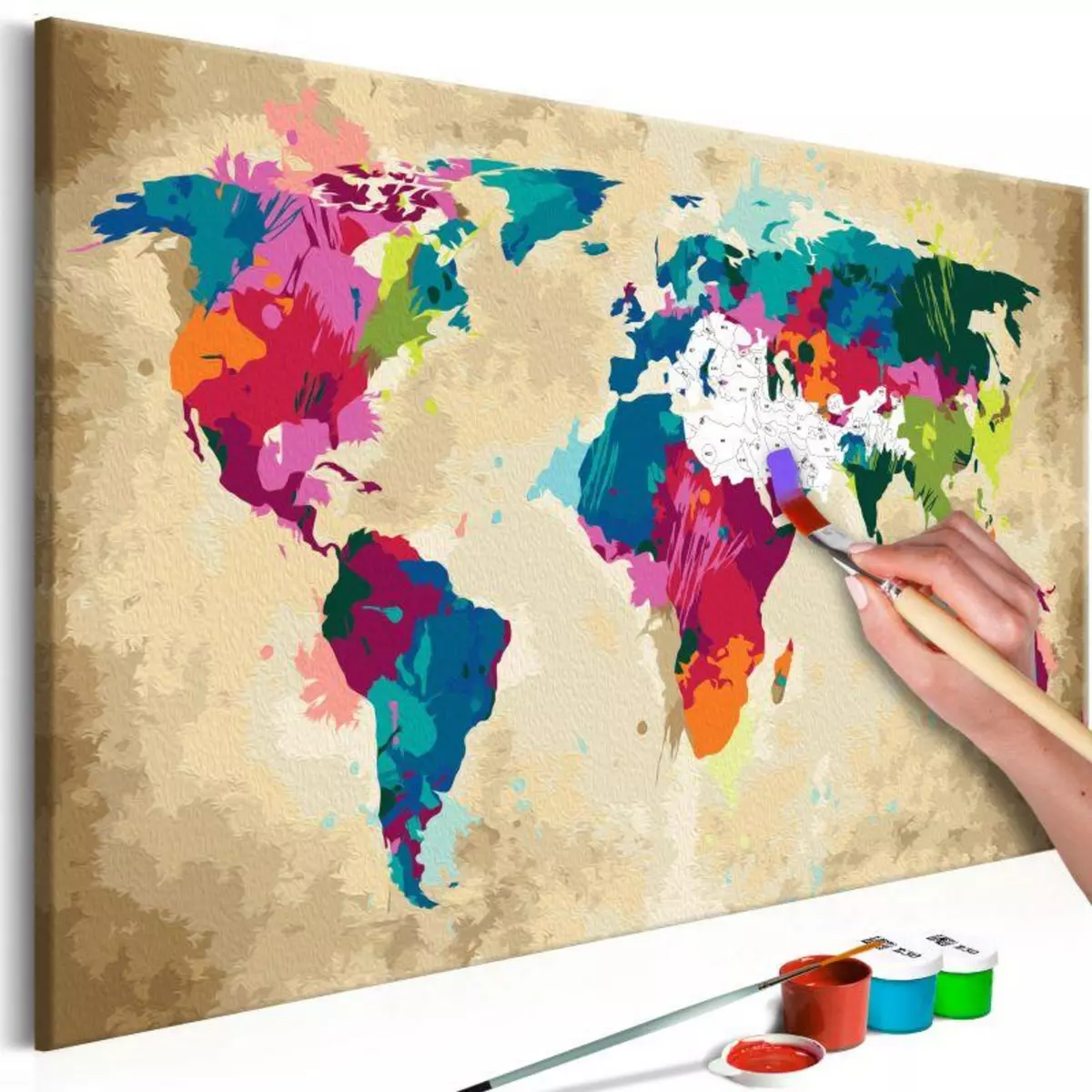 Paris Prix Tableau à Peindre Soi-Même  Carte du Monde Colorée  40x60cm