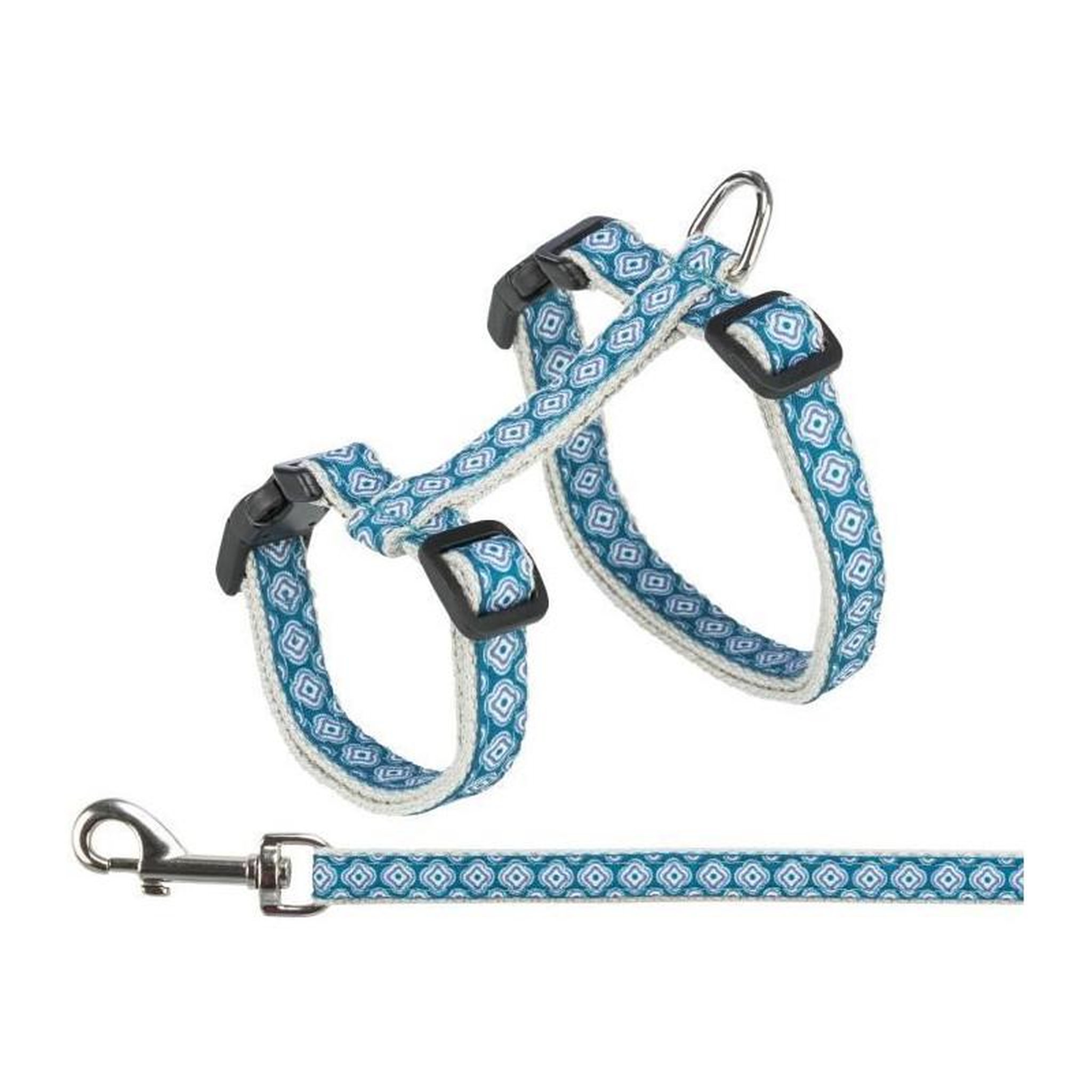 Trixie Harnais chat TRIXIE - Avec laisse - 27–45 cm - 13 mm - 1,20 m - Gris et bleu