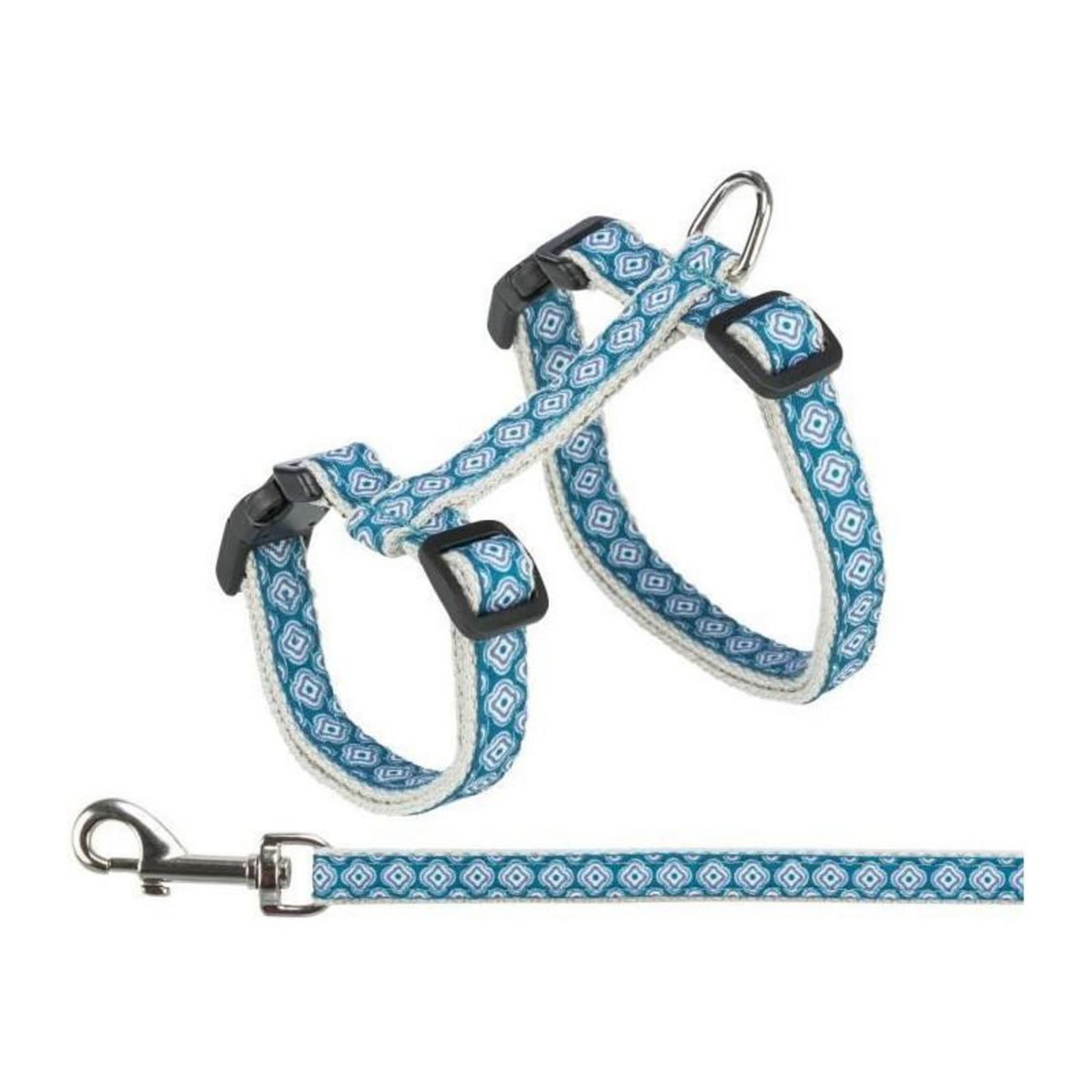 Trixie Harnais chat TRIXIE - Avec laisse - 27–45 cm - 13 mm - 1,20 m - Gris et bleu