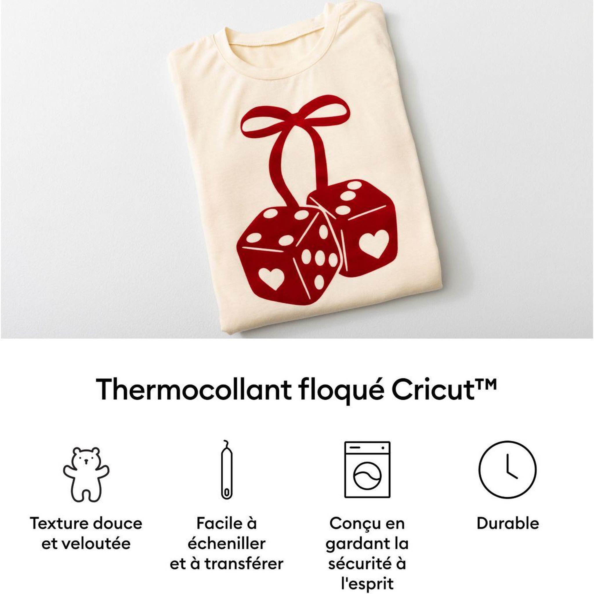 Voir la diapositive 4 : CRICUT Accessoire flocked iron on white