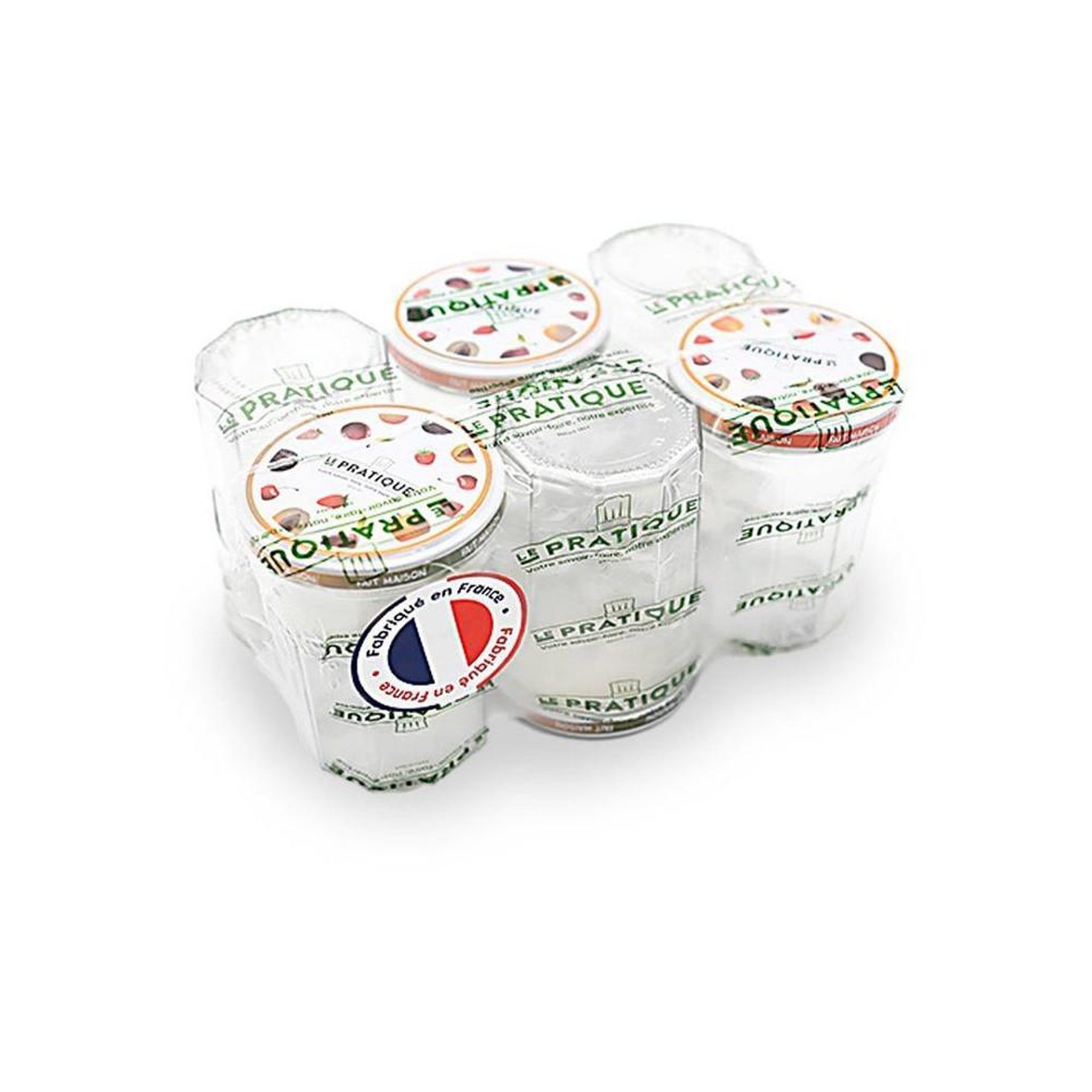 LE PRATIQUE Lot de 6 pots confiture en verre 385 ml ø82 mm avec couvercles métal twist-off décorés
