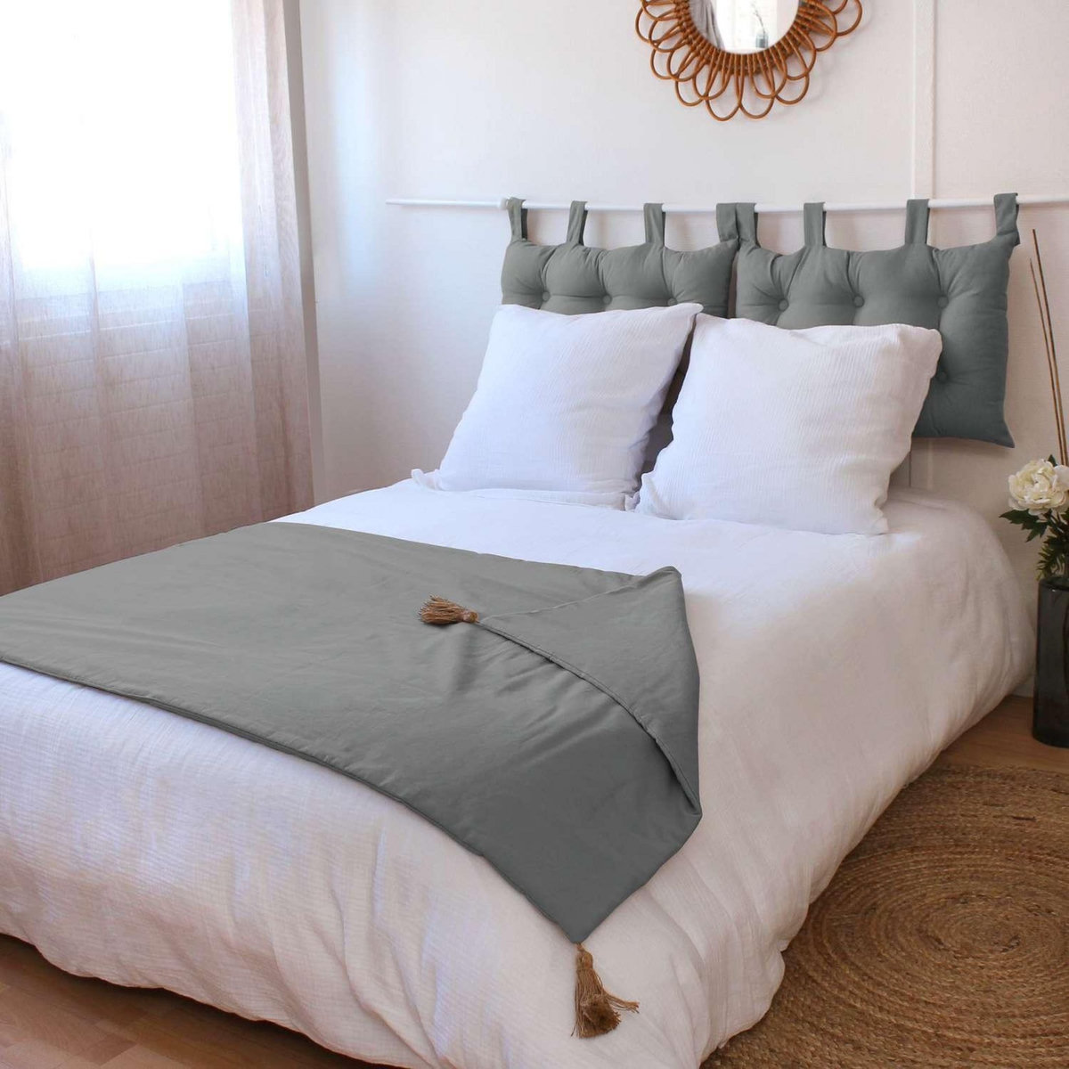 TOILINUX Edredon en coton avec pompons