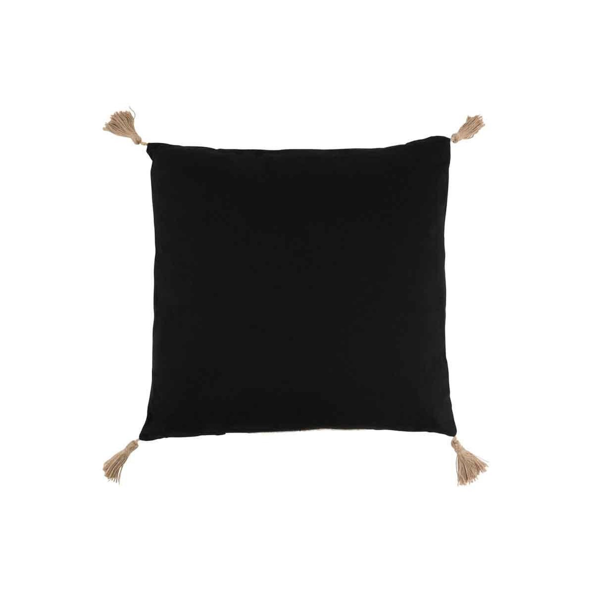 Voir la diapositive 2 : J-LINE Coussin Déco  Tissage  45x45cm Noir & Beige