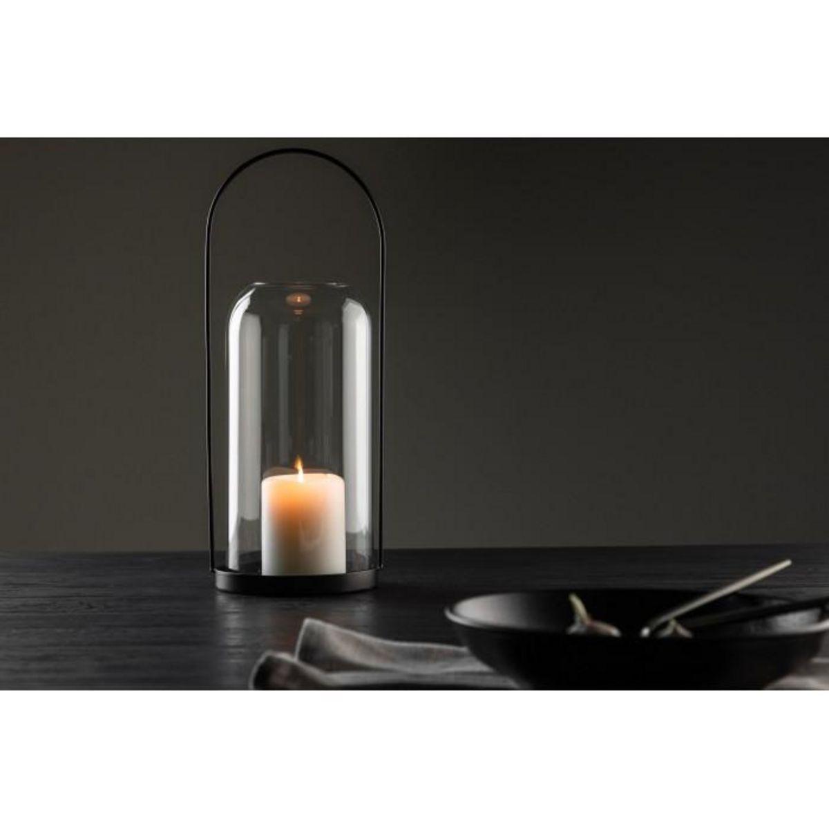 Paris Prix Lanterne Design en Verre  Flora  35cm Noir