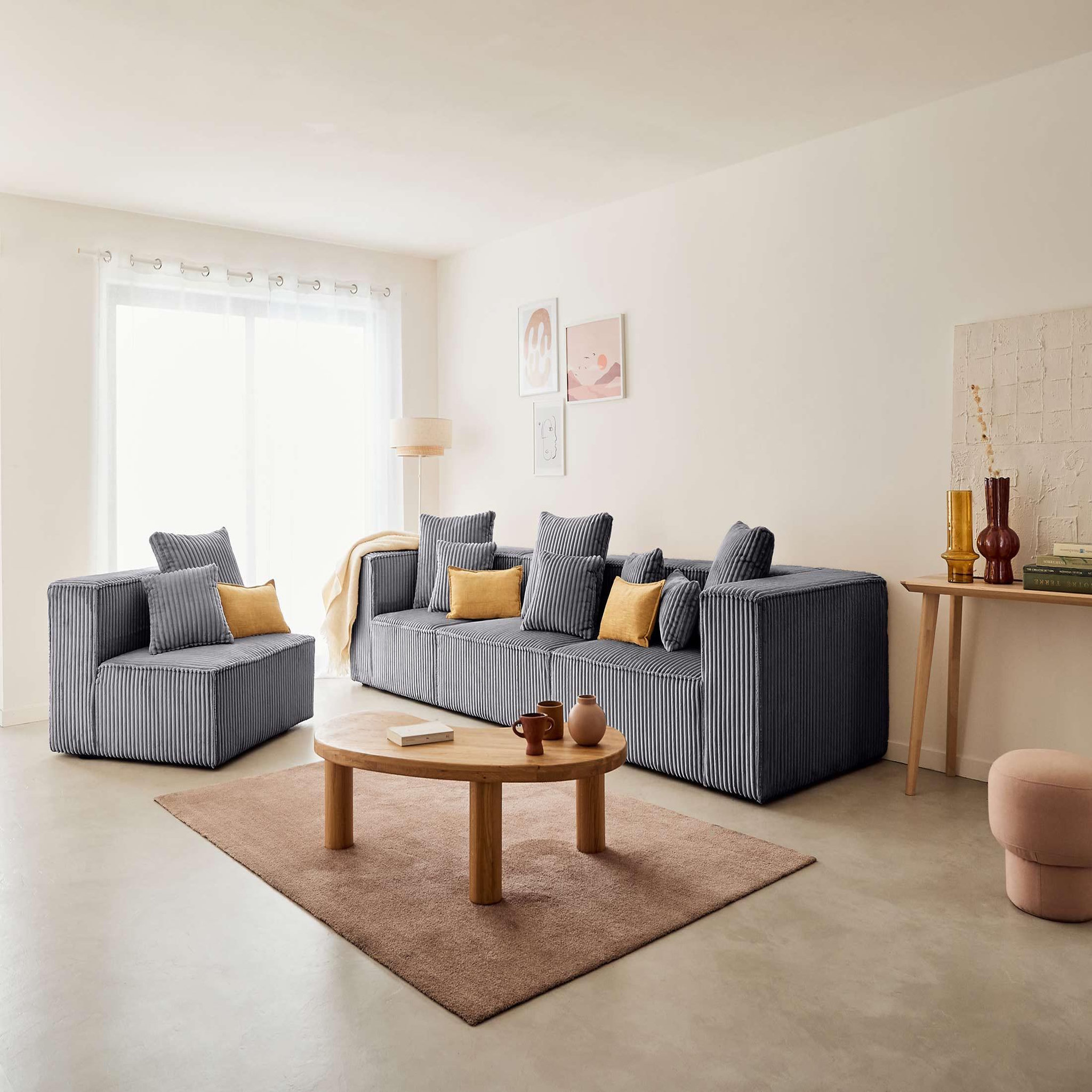 Voir la diapositive 4 : LISA DESIGN Colombine - module d'assise - en velours côtelé grosses côtes