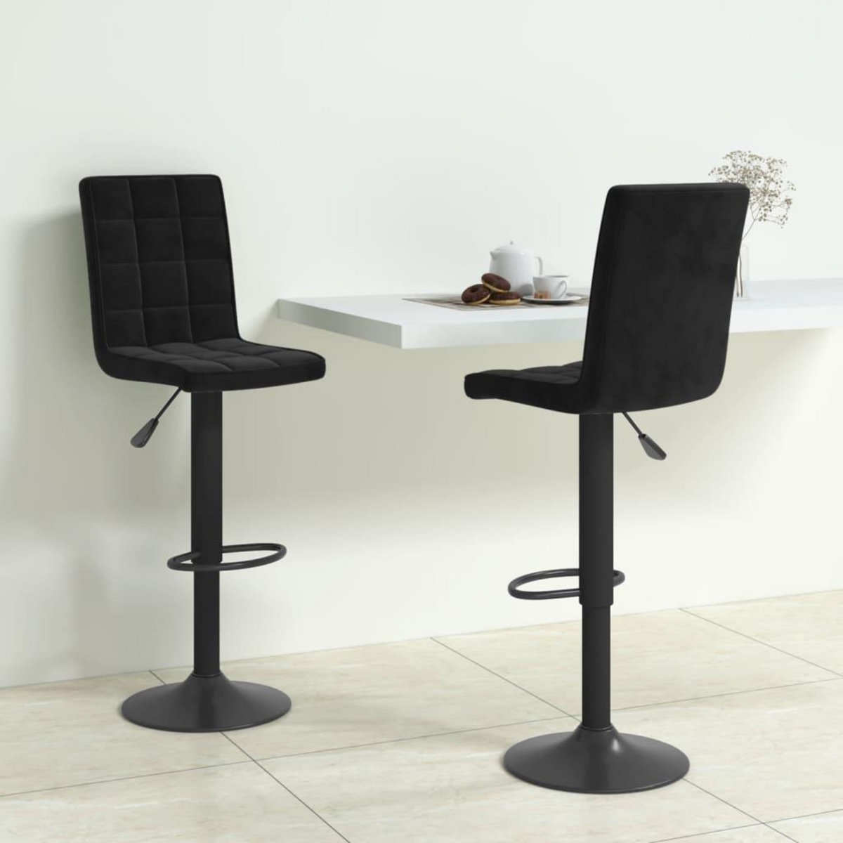 VIDAXL Tabourets de bar lot de 2 noir velours