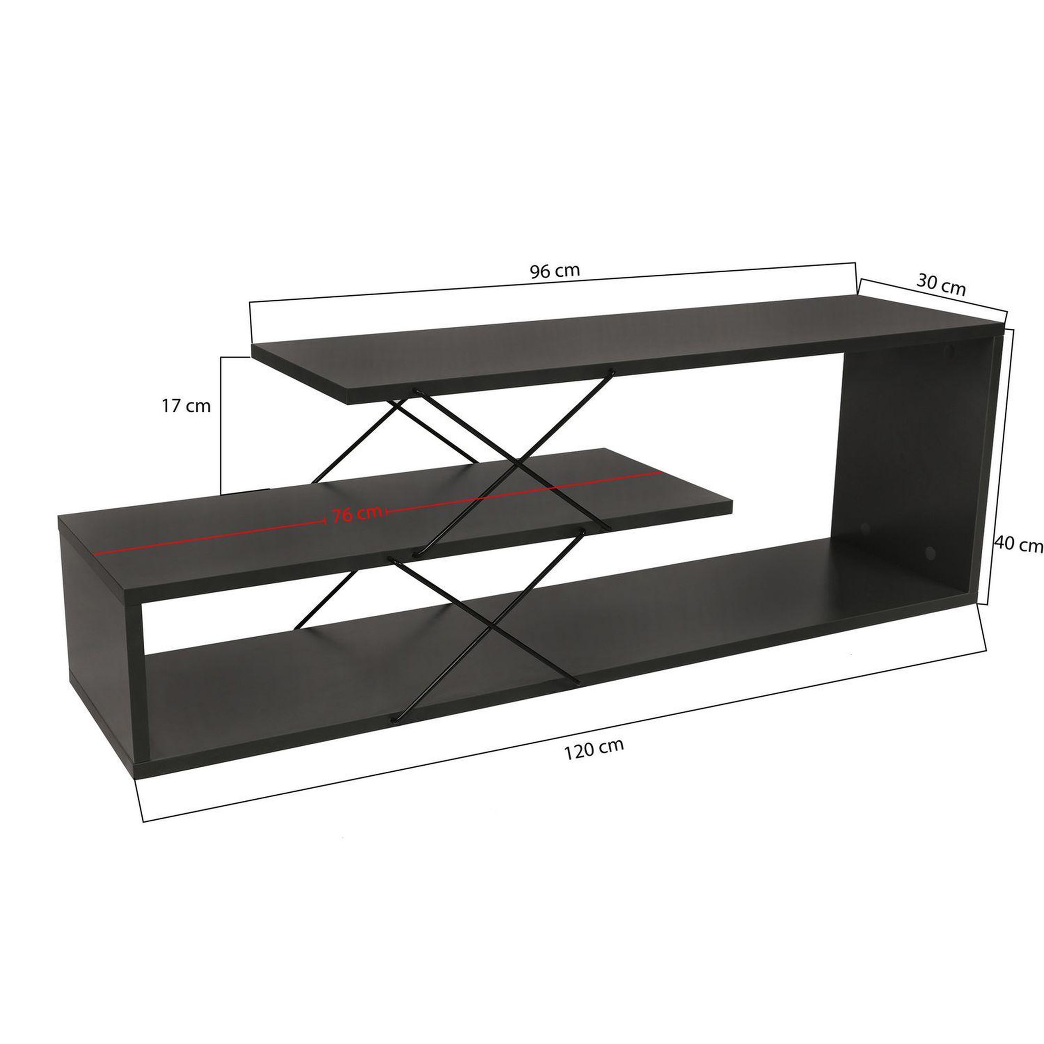 Voir la diapositive 3 : TOILINUX Meuble tv en bois mathis - gris anthracite