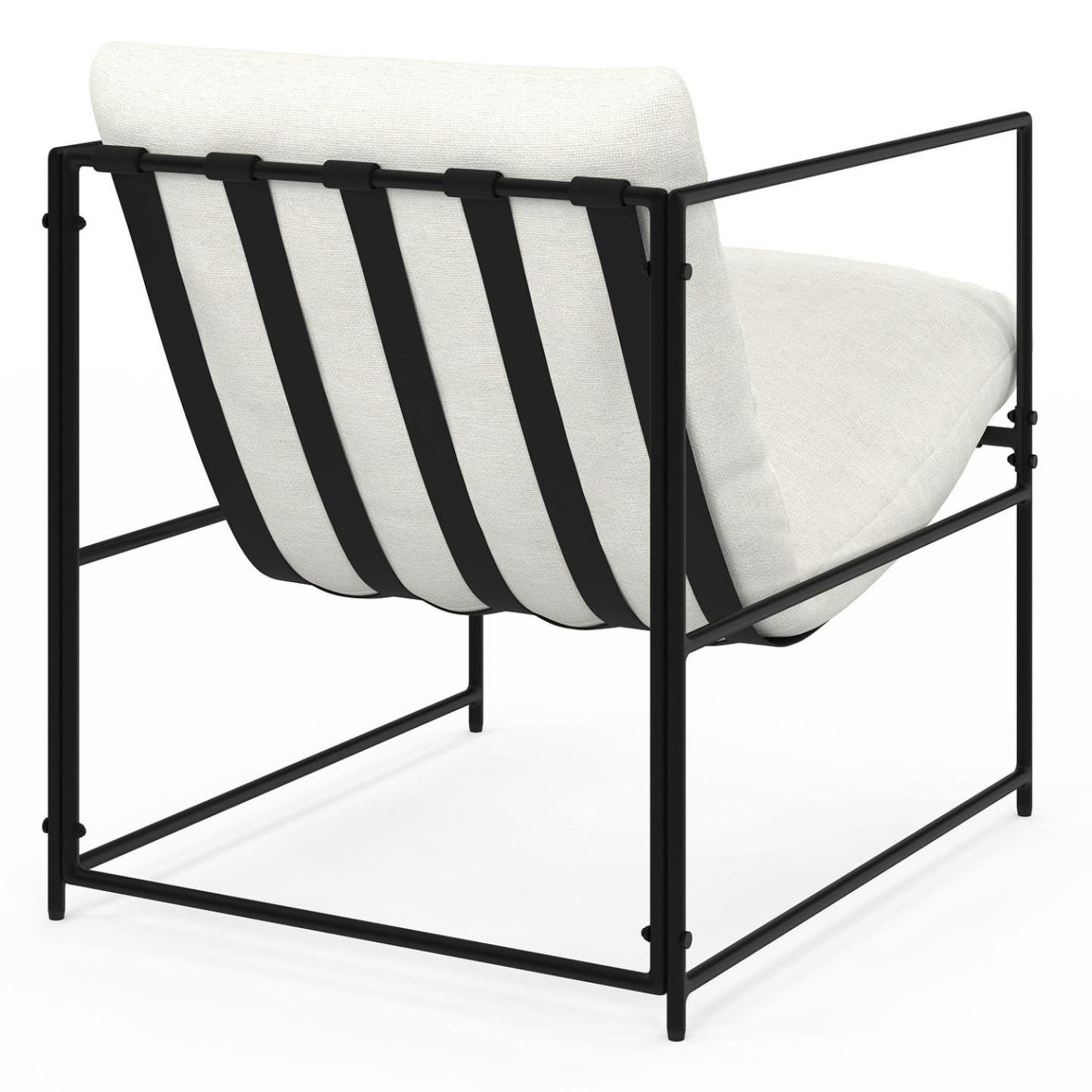 Voir la diapositive 4 : ID MARKET Fauteuil rembourré ulysse structure métal et coussin blanc