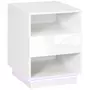 HOMCOM Table de chevet table de nuit LED - tiroir, niches, plateau - 40 x 40 x 55 cm - blanc brillant laqué