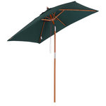 OUTSUNNY Parasol rectangulaire inclinable bois polyester haute densité 2L x 1,5l x 2,3H m vert foncé