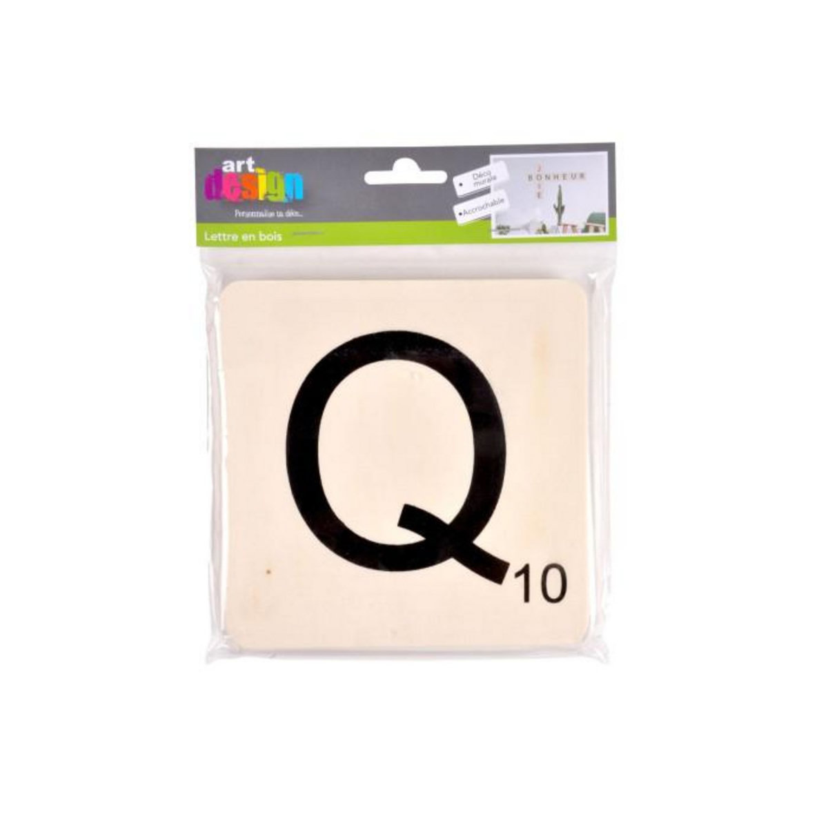 Paris Prix Décoration Murale en Bois  Lettre Q  15x15cm Naturel