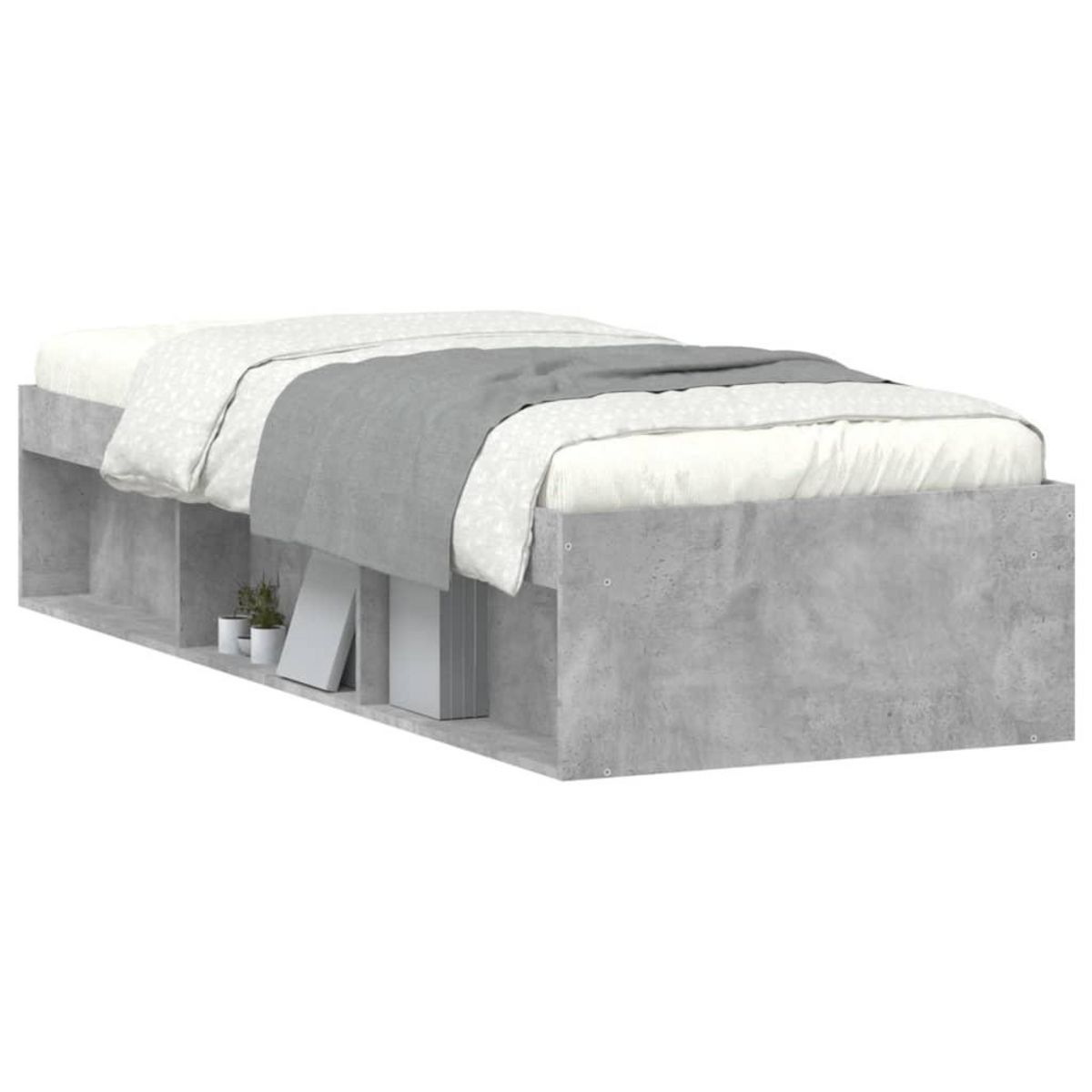 VIDAXL Cadre de lit sans matelas gris beton 75x190 cm