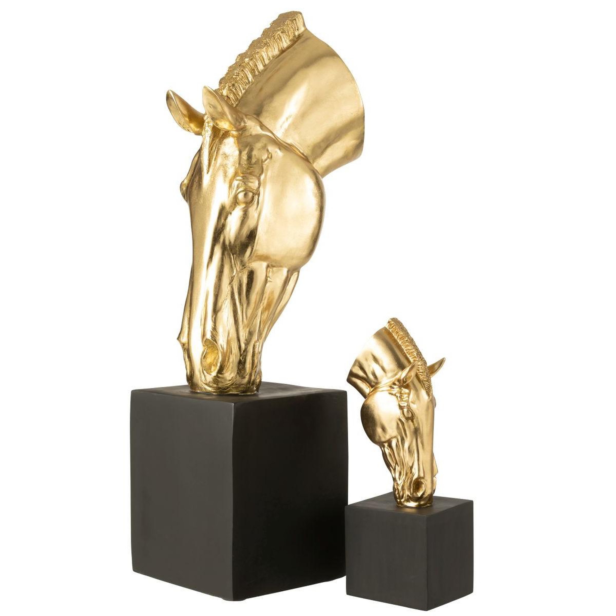 Voir la diapositive 5 : J-LINE Tête de cheval sur socle  hollywood  44cm doré
