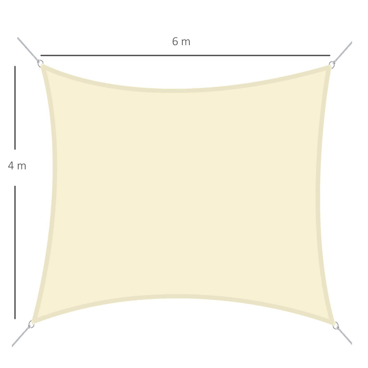 OUTSUNNY Voile d'ombrage rectangulaire 6L x 4l m polyester imperméabilisé haute densité 160 g/m² crème