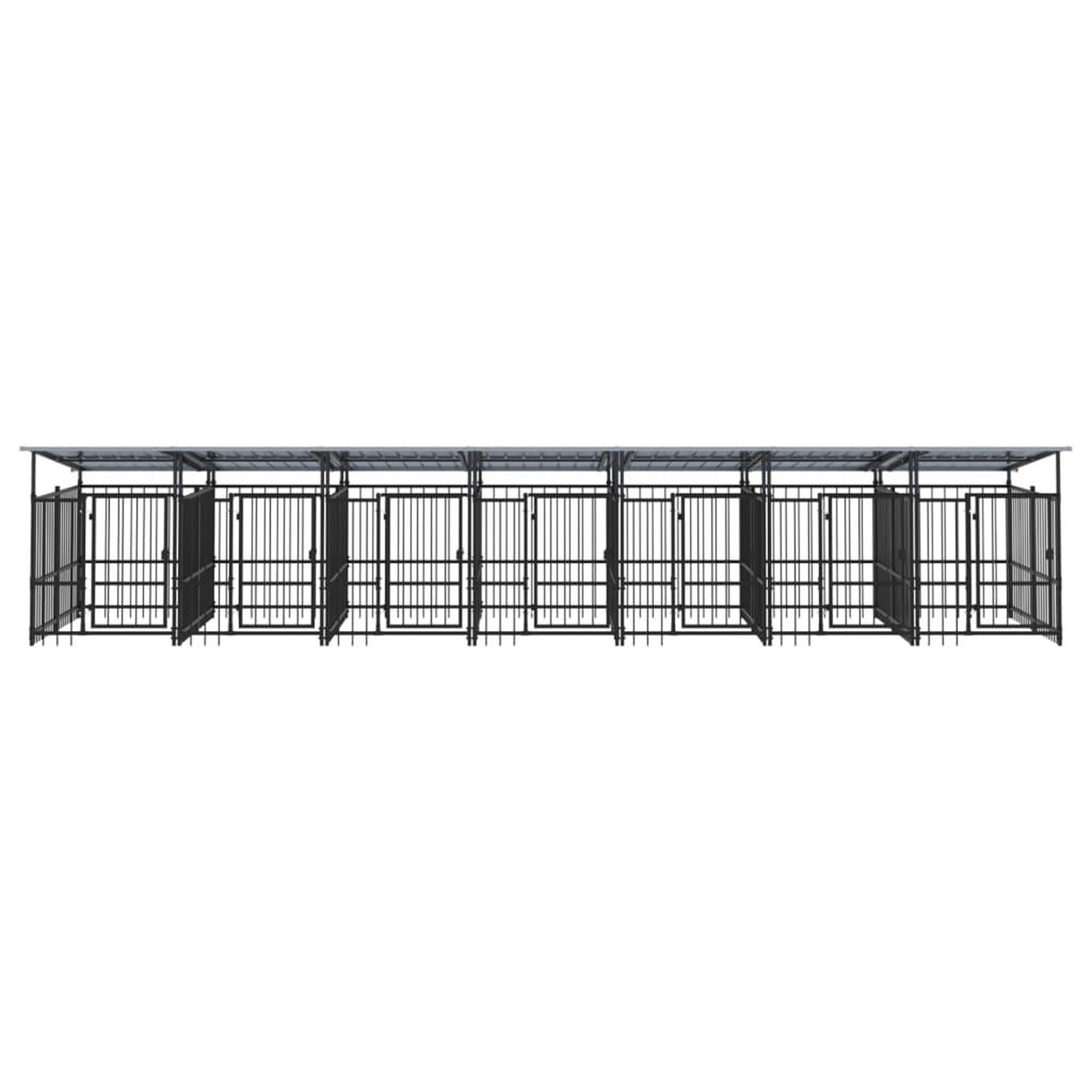 Voir la diapositive 3 : VIDAXL Chenil d'exterieur avec toit pour chiens Acier 13,14 m²