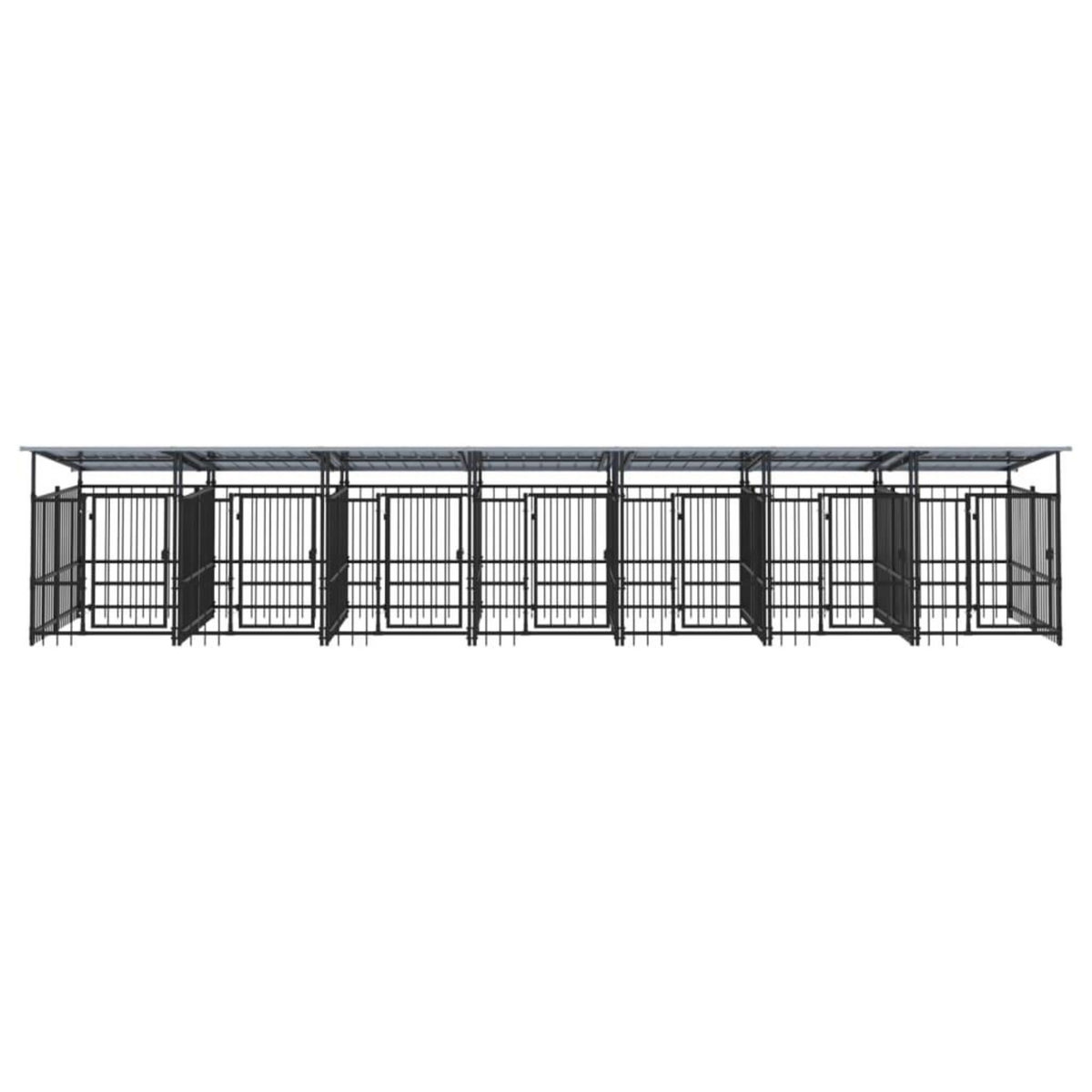 VIDAXL Chenil d'exterieur avec toit pour chiens Acier 13,14 m²