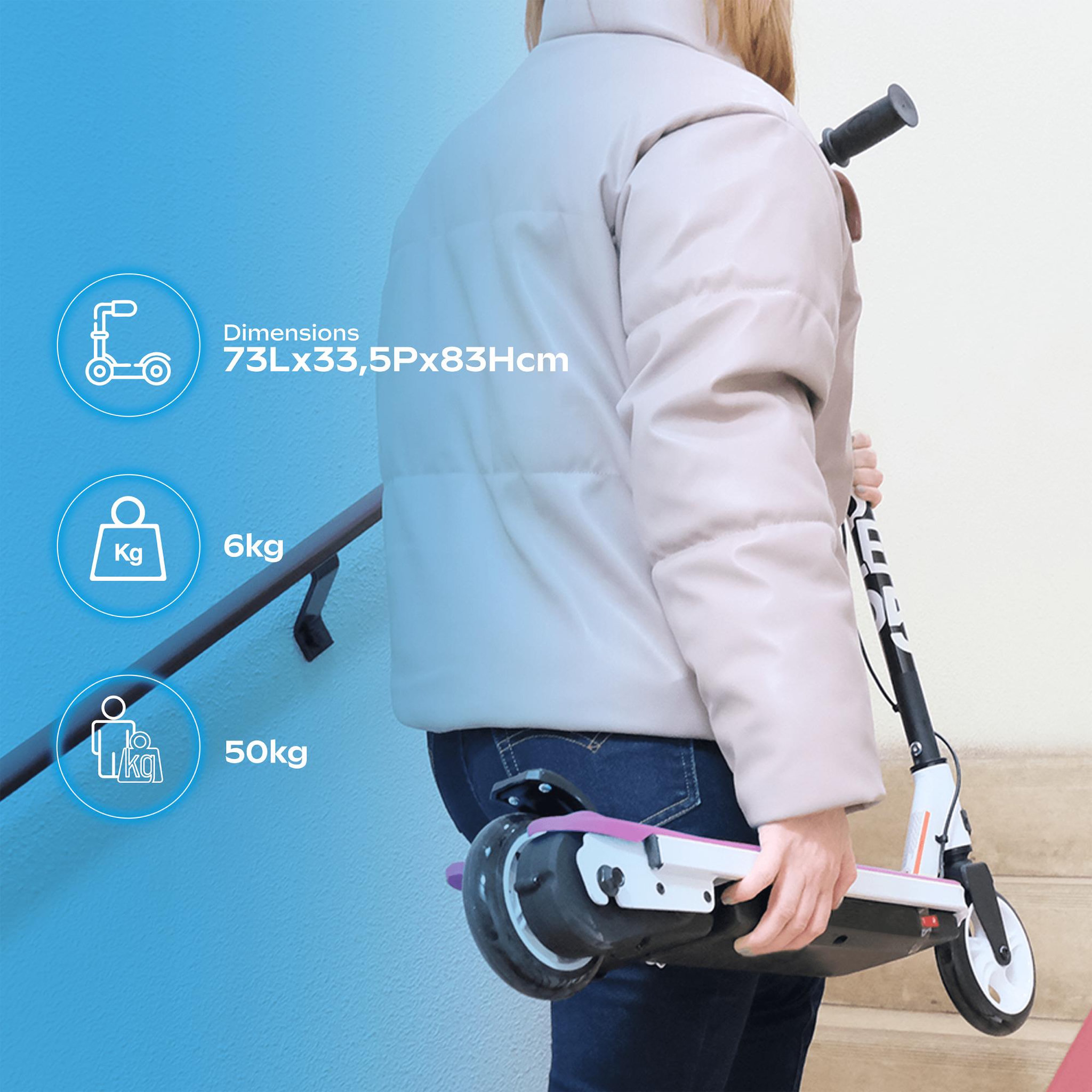 Voir la diapositive 3 : URBANGLIDE Trottinette électrique enfant ride 55 rose – moteur 30w - 10 km/h - autonomie jusqu'a 40 min - 3-8 ans