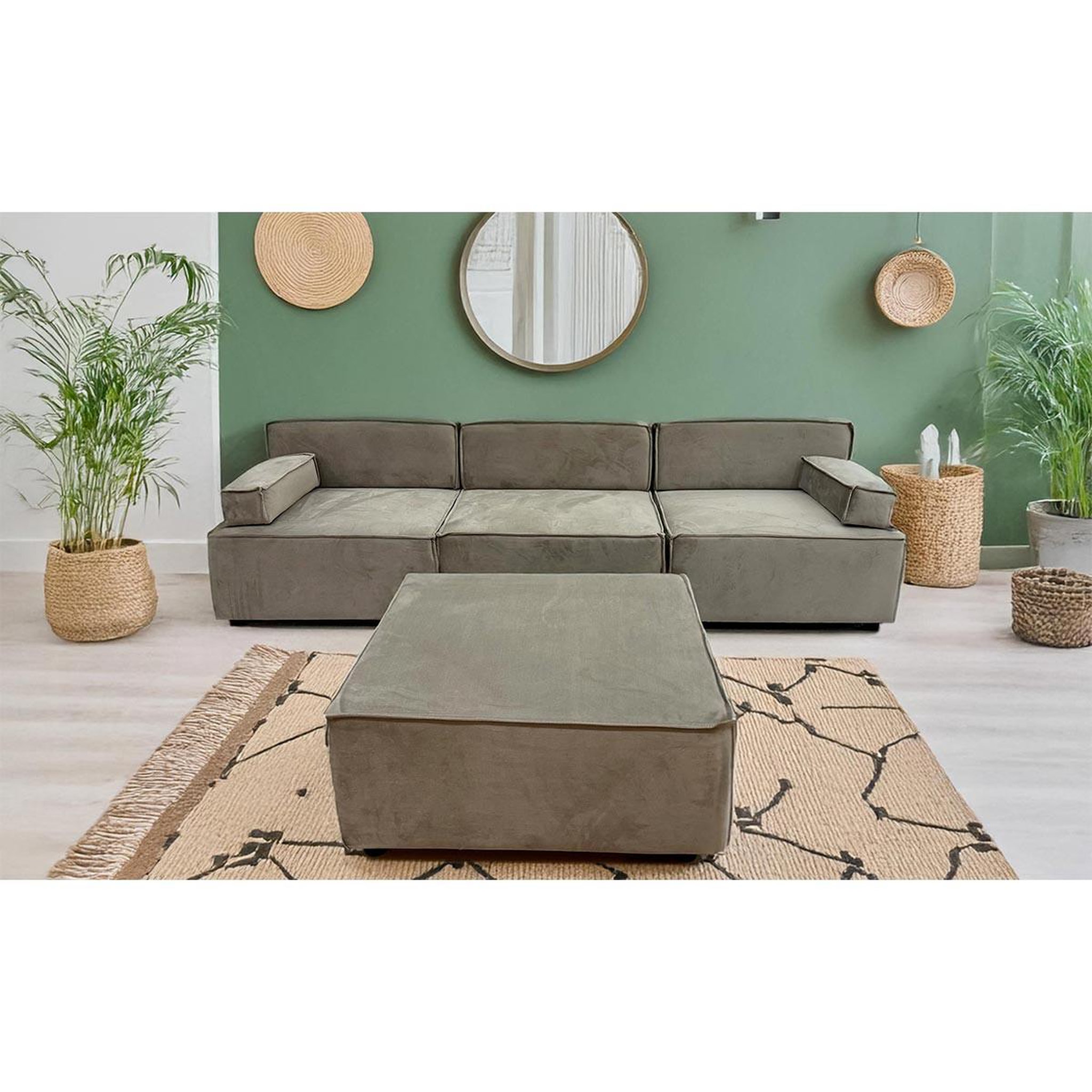 Voir la diapositive 6 : Paris Prix Canapé modulable en velours côtelé  todd  258cm taupe grisé